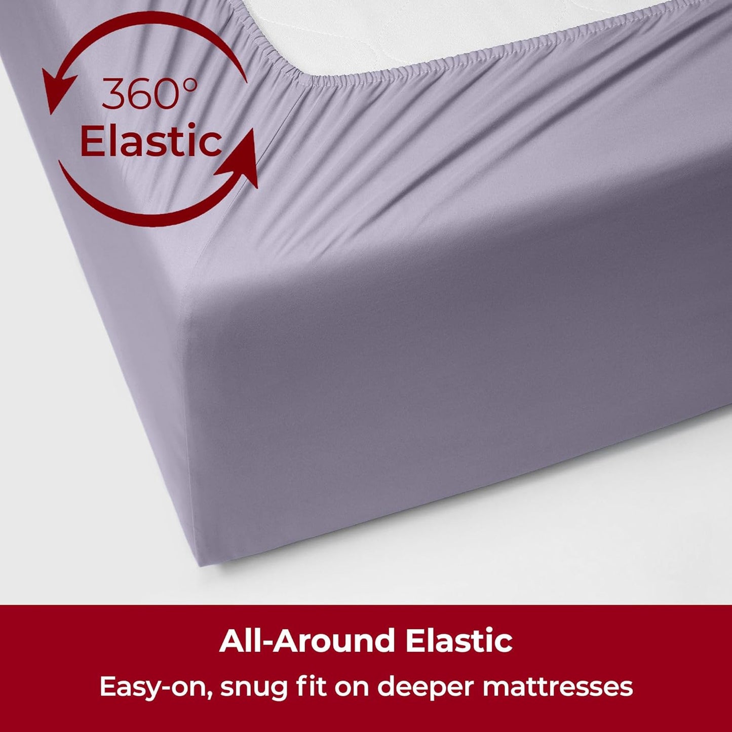 Mellanni Extra Deep Split King Sheets - 5 PC Iconic Collection Bedding - Hotel Luxury, Ultra Soft, Cooling Bed Sheets - Wrinkle, Fade, Stain Resistant (Split King, Lavender)