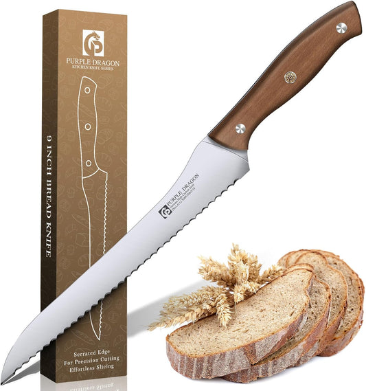 Purple Dragon Bread Knife, 9 Inch Serrated Knife for Homemade Bread Sourdough Cakes, Perfect Kitchen Baking Supplies for Effortless Cutting & Slicing, Gifts