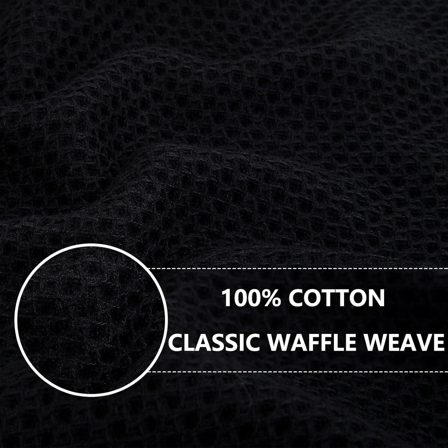Homaxy 100% Cotton Waffle Weave Kitchen Dish Cloths, Ultra Soft Absorbent Quick Drying Dish Towels, 12 x 12 Inches, 24-Pack, Black