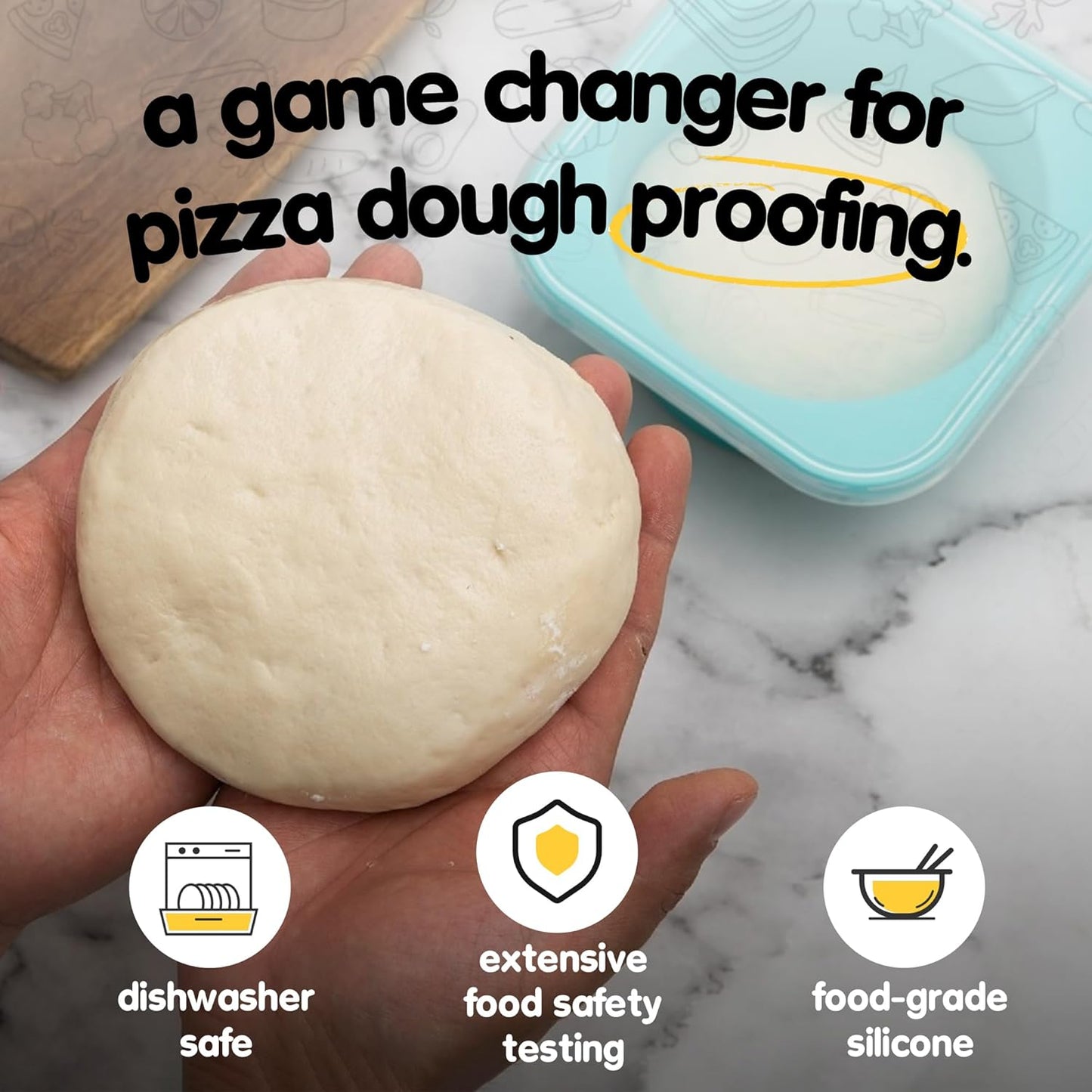 PLUS Large 1000ml Pizza Dough Proofing Boxes for DIY Artisan Pizza, Food Grade Silicone Stackable Containers with Lids, Sturdy Reinforced Steel. Freezer, Fridge, Dishwasher Safe (4Green Plus)