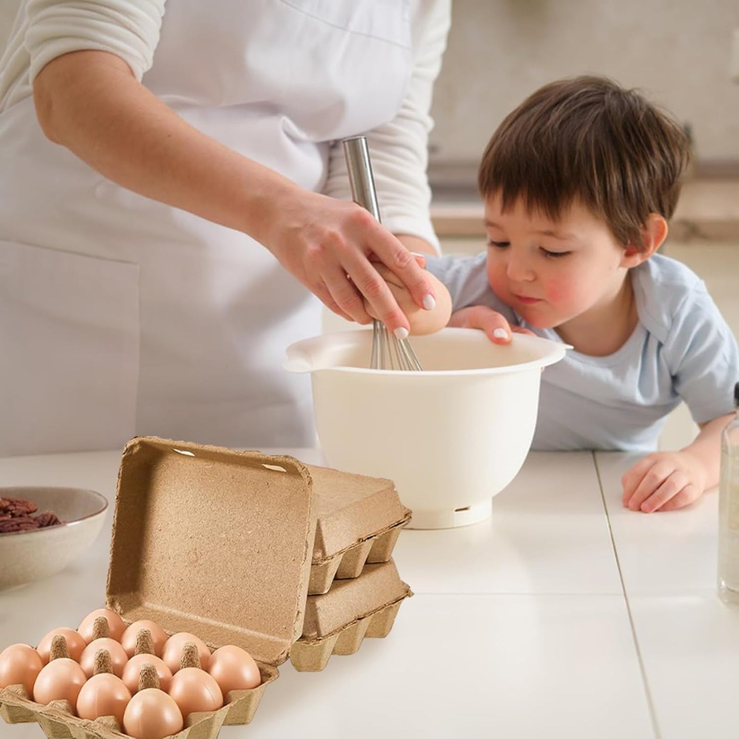 Egg Cartons 20 Pack, Blank Natural Paper Pulp Square Egg Cartons Eggs, Classical 3x4 Style Holds Up to One Twelve 12 Count Chicken Eggs, Sturdy Design Made from Recycled Cardboard.