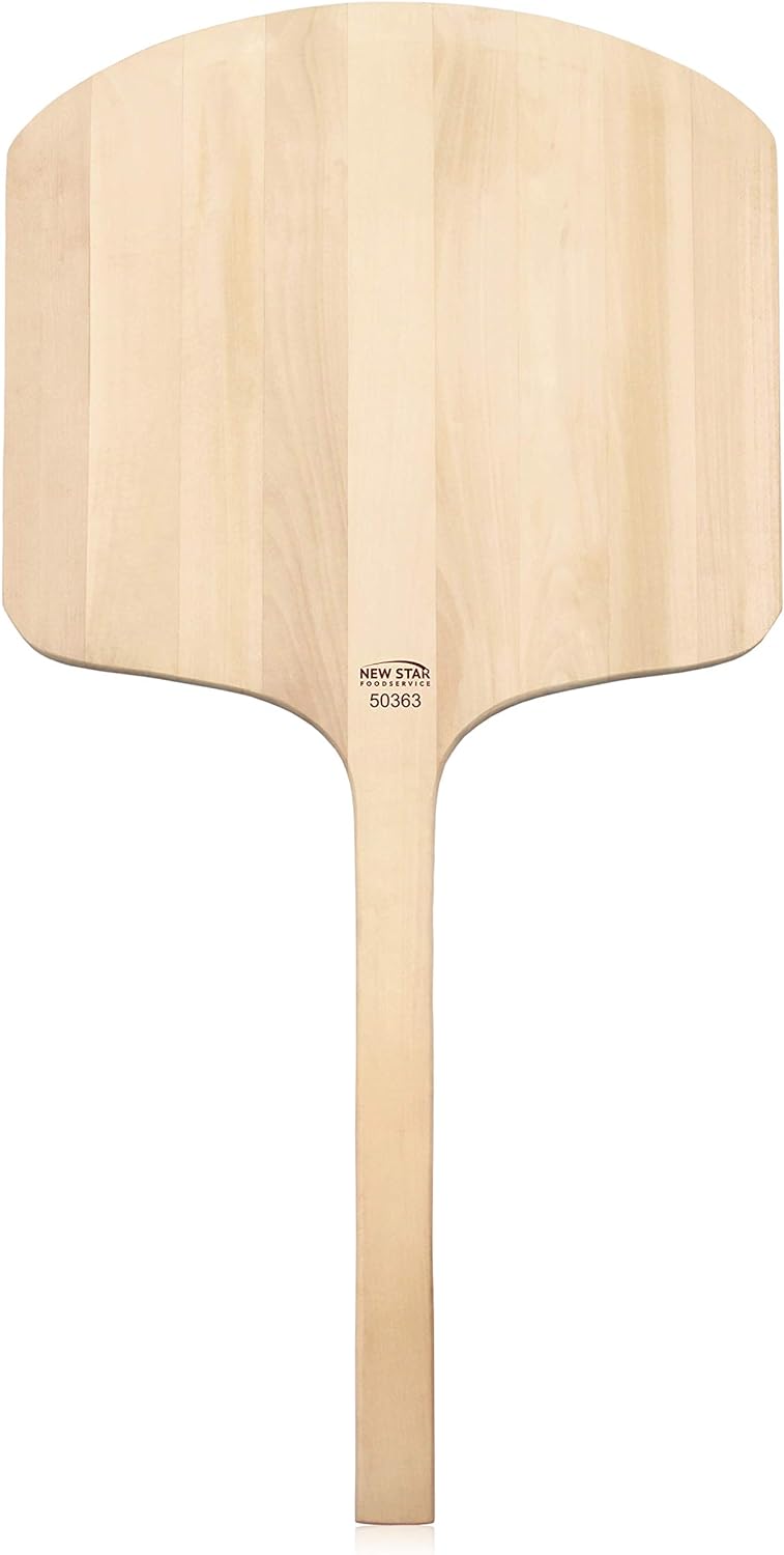 New Star Foodservice 536181 Restaurant-Grade Wooden Pizza Peel, 19" L x 18" W Plate, with 17" L Wooden Handle, 36" Overall Length…