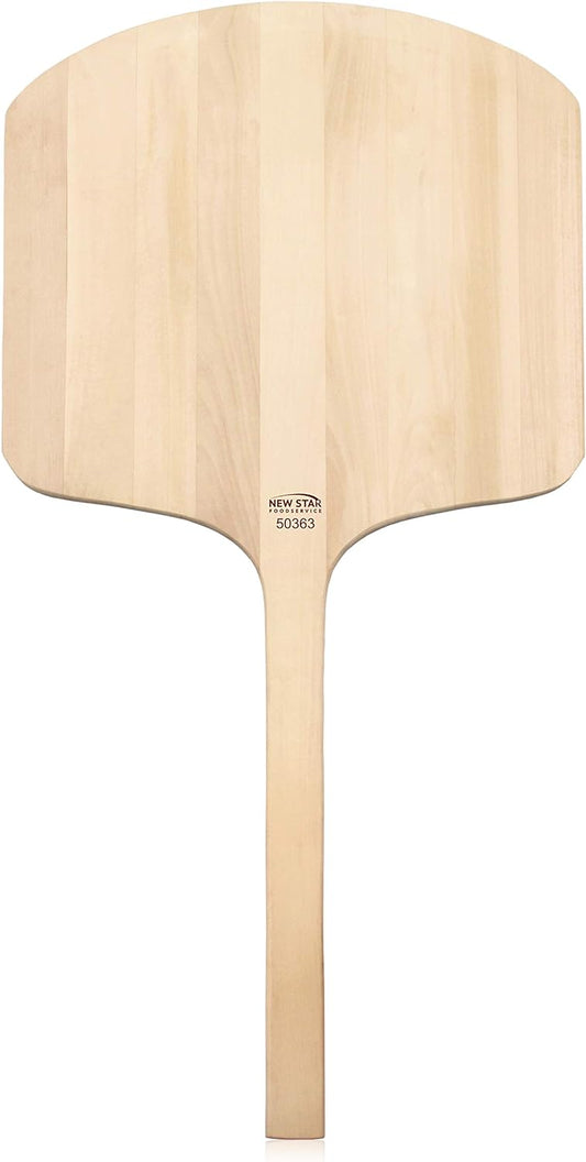 New Star Foodservice 536181 Restaurant-Grade Wooden Pizza Peel, 19" L x 18" W Plate, with 17" L Wooden Handle, 36" Overall Length…