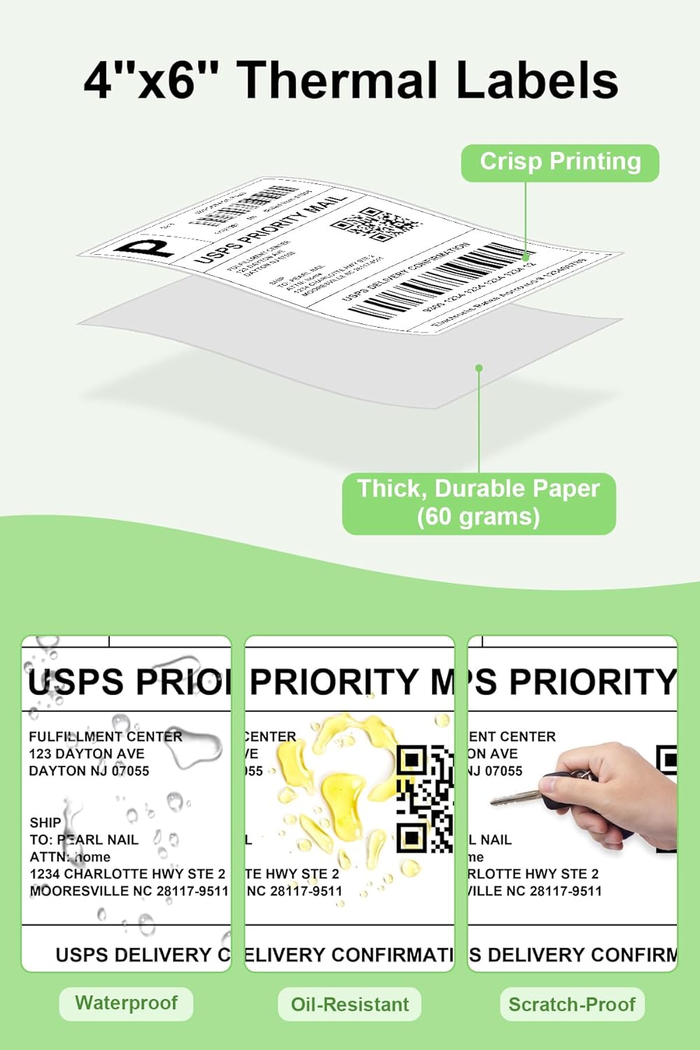 Bulk 4x6 Thermal Labels - 4000 Adhesive Labels | Smudge-Resistant & BPA-Free | Thermal Printer Compatible