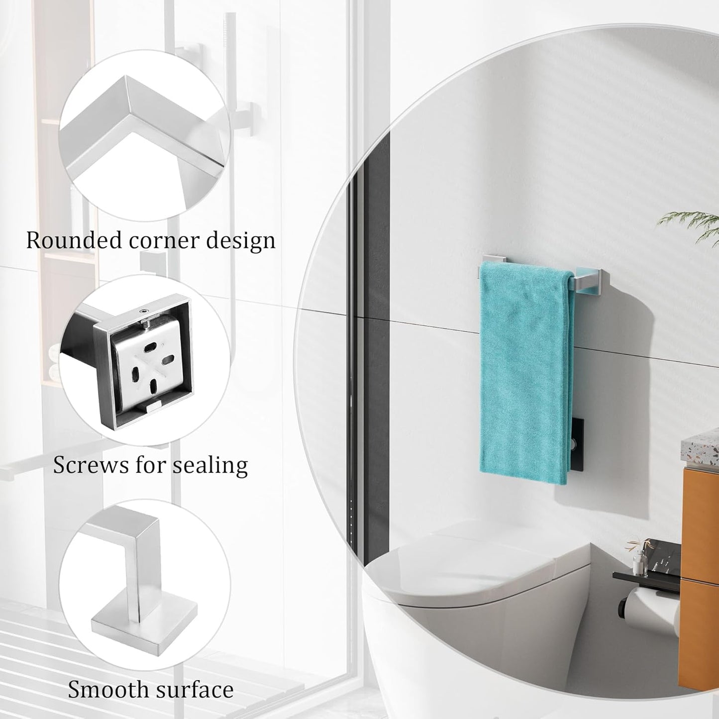 Alise Brushed Nickel Towel Bars,11.82 Inch Towel Holder Towel Racks for Bathroom and Lavatory,SUS304 Stainless Steel Hand Towel Hanger Rail Wall Mount,Useable Length 10.04 Inch Towel Bar, GYT030-LS