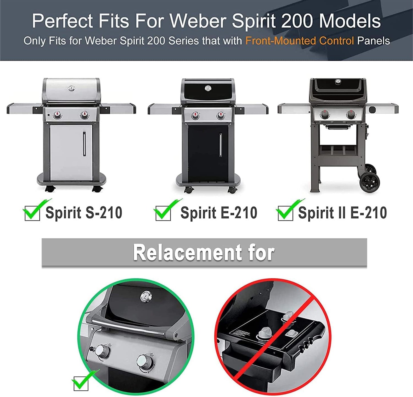 Criditpid Grill Replacement Parts for Weber Spirit I/II 200 with Front Control, 7635 Flavorizer Bars, 69785 Grill Burner Tubes & 7642 Grill Igniter Kit for Weber Spirit E210, E220, S210, S220 Grills.