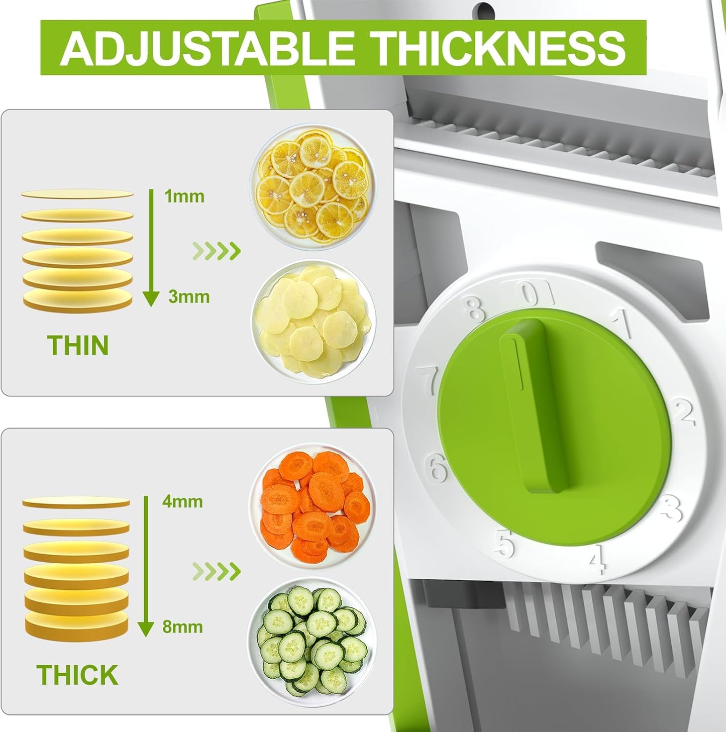 Safe Mandoline Slicer for Kitchen, Potato Chip Slicer,Vegetable Cucumber Slicer With Thickness Adjustable Kitchen Faster Slice Artifact (Only Slicer)