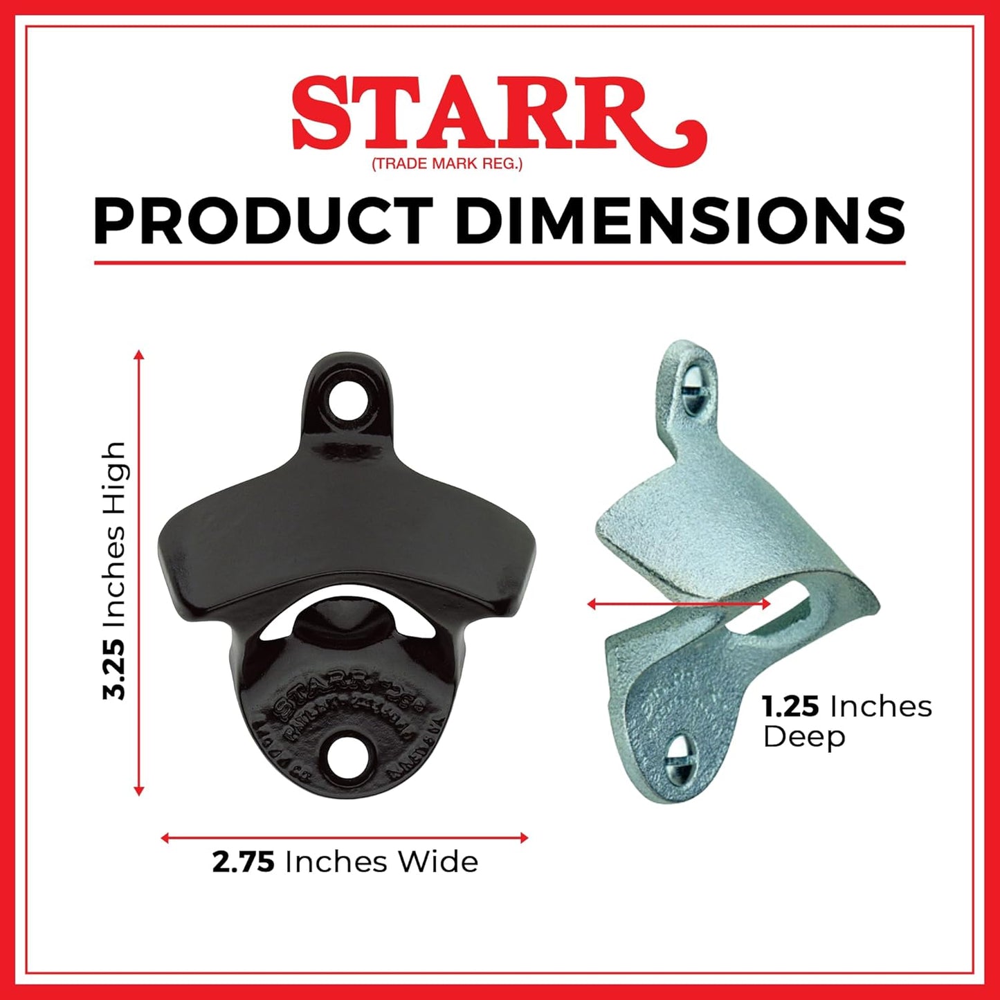 STARR "X" Wall Mounted Bottle Opener – Black Powder Coated Cast Iron