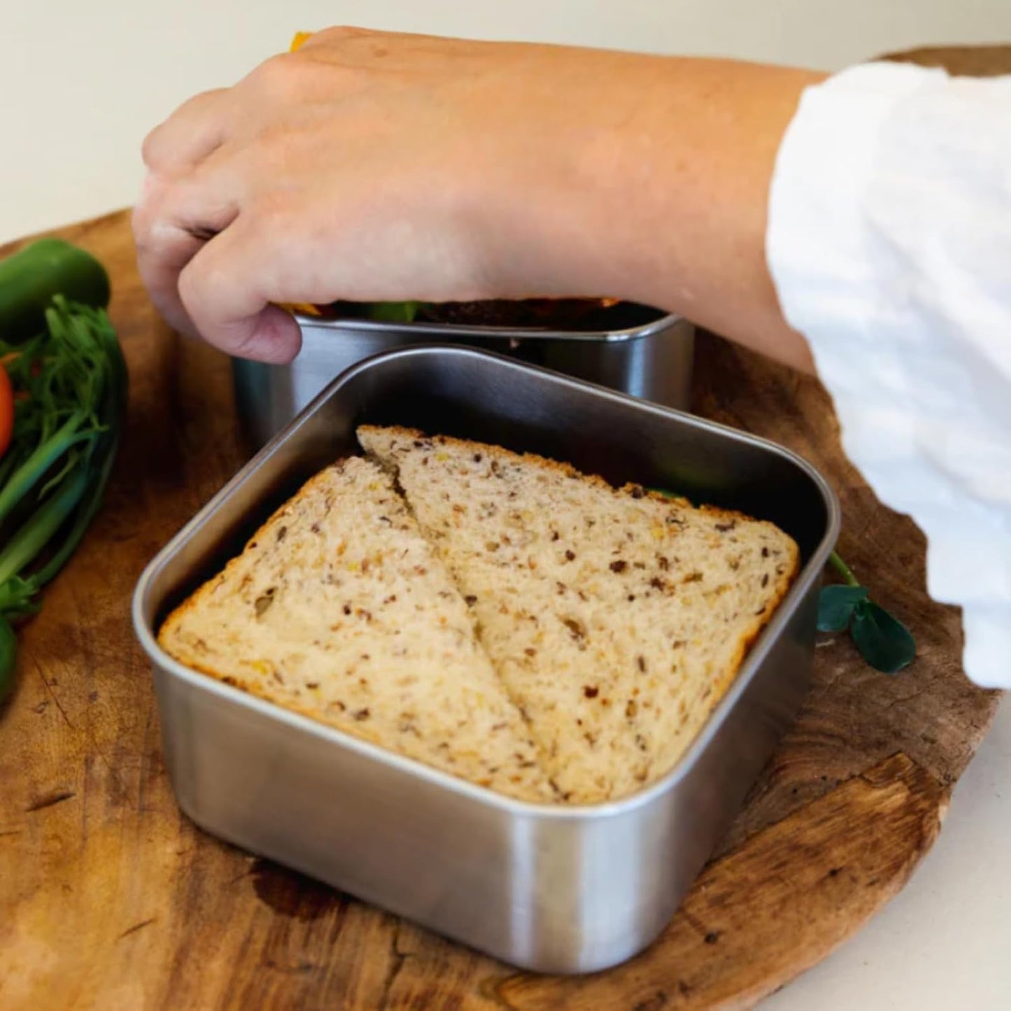 Flexibento - Leak proof Stainless Steel Bento Box | Stainless steel Snack Containers | Food Containers with Silicone Lids | Metal Food Containers| Bentobox - Black, 52 Oz Set (set of 5)