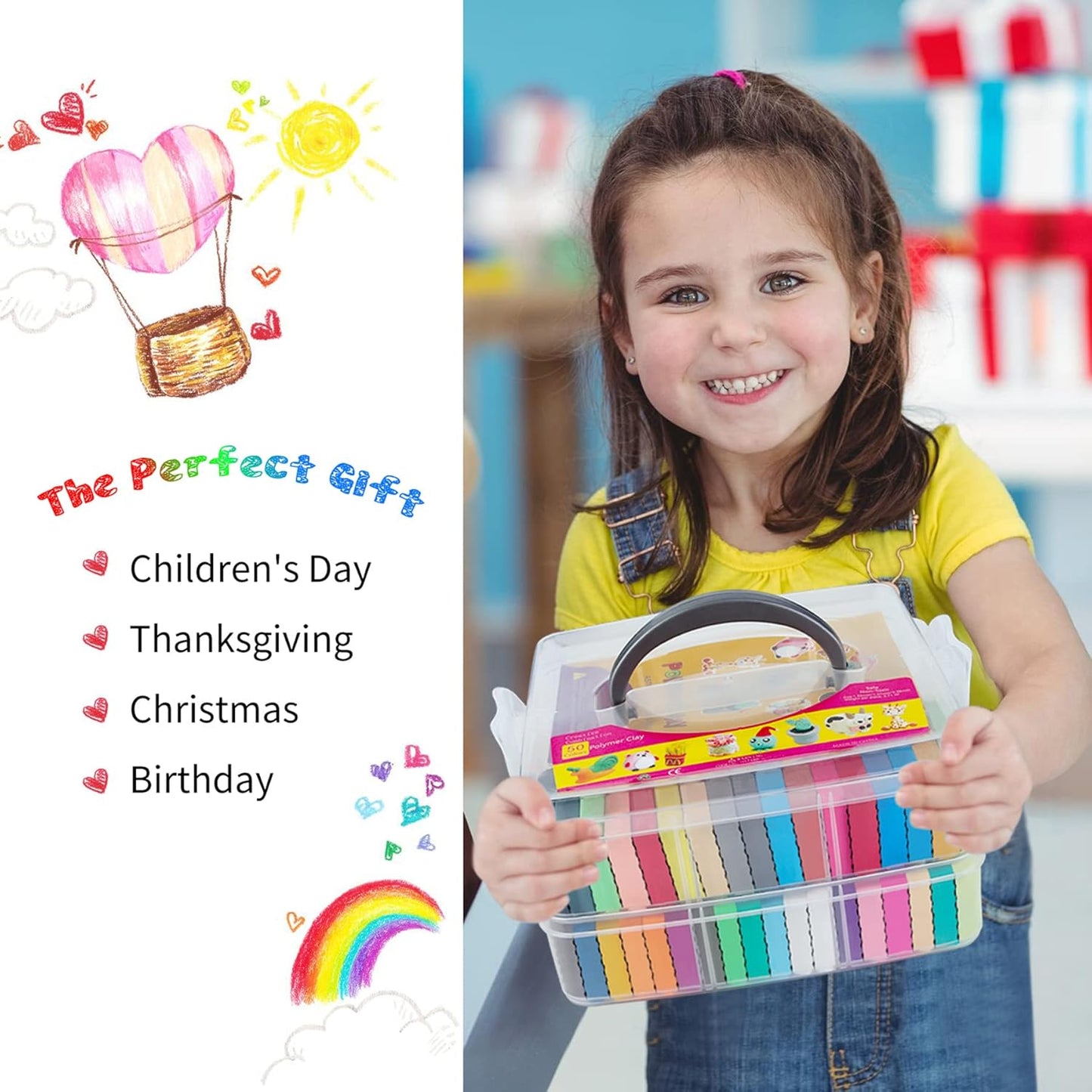 Polymer Clay Sets, 50 Colors Oven Bake Modeling Clay for Kids, Sculpting Tools and Accessories, DIY Model Clay, Ideal Clay for Kids Beginners and Artists