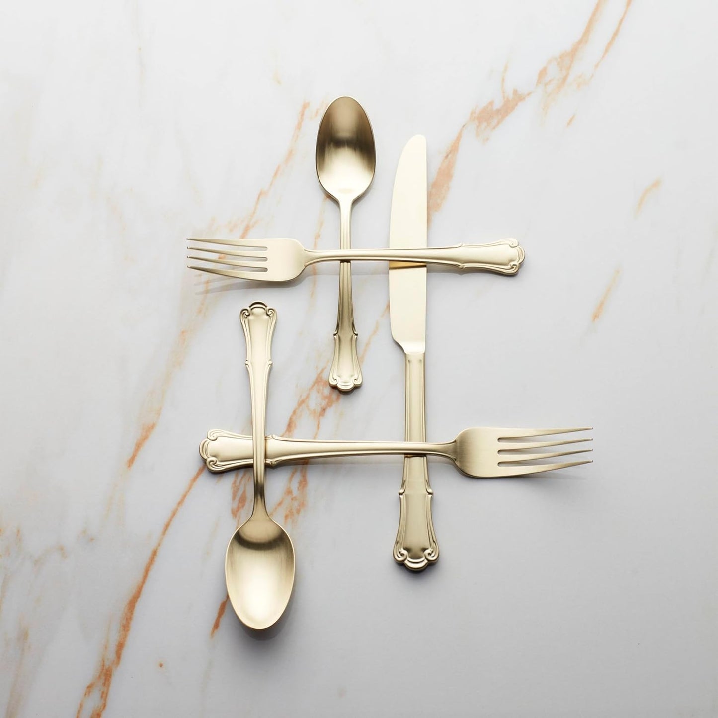 Oneida 896768 James Street Satin Champagne 20 Piece Flatware Set