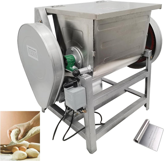 Commercial Dough Mixer, 15KG Stand Spiral Food Flour Mixer Dough Kneading Machine with 15.5 x 12 x 14inch Bowl Size and 90 Degree Tilt for Schools, Restaurant, 110V ﻿