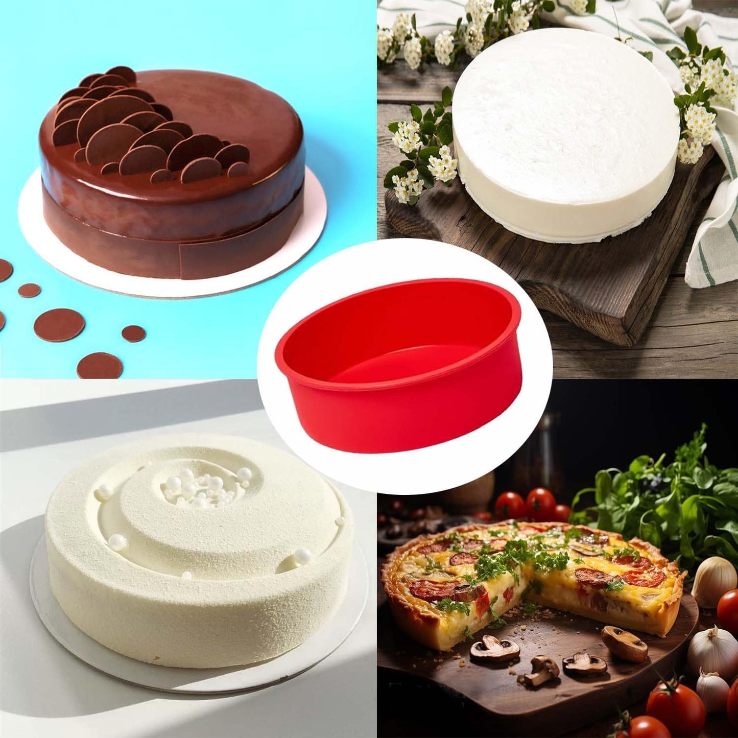 SOV Silicone round cake Pan, 6 inch Nonstick smash Pans for Layer, Smash, and Cheese Cakes, 3 packs