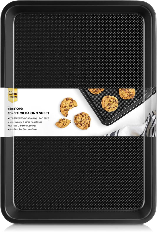 Cookie Sheet for Baking, Ceramic Half Baking Sheet Pan, Thicker Carbon Steel Baking Sheet Non Stick, 17.5 x 13 Inch Baking Tray for Oven