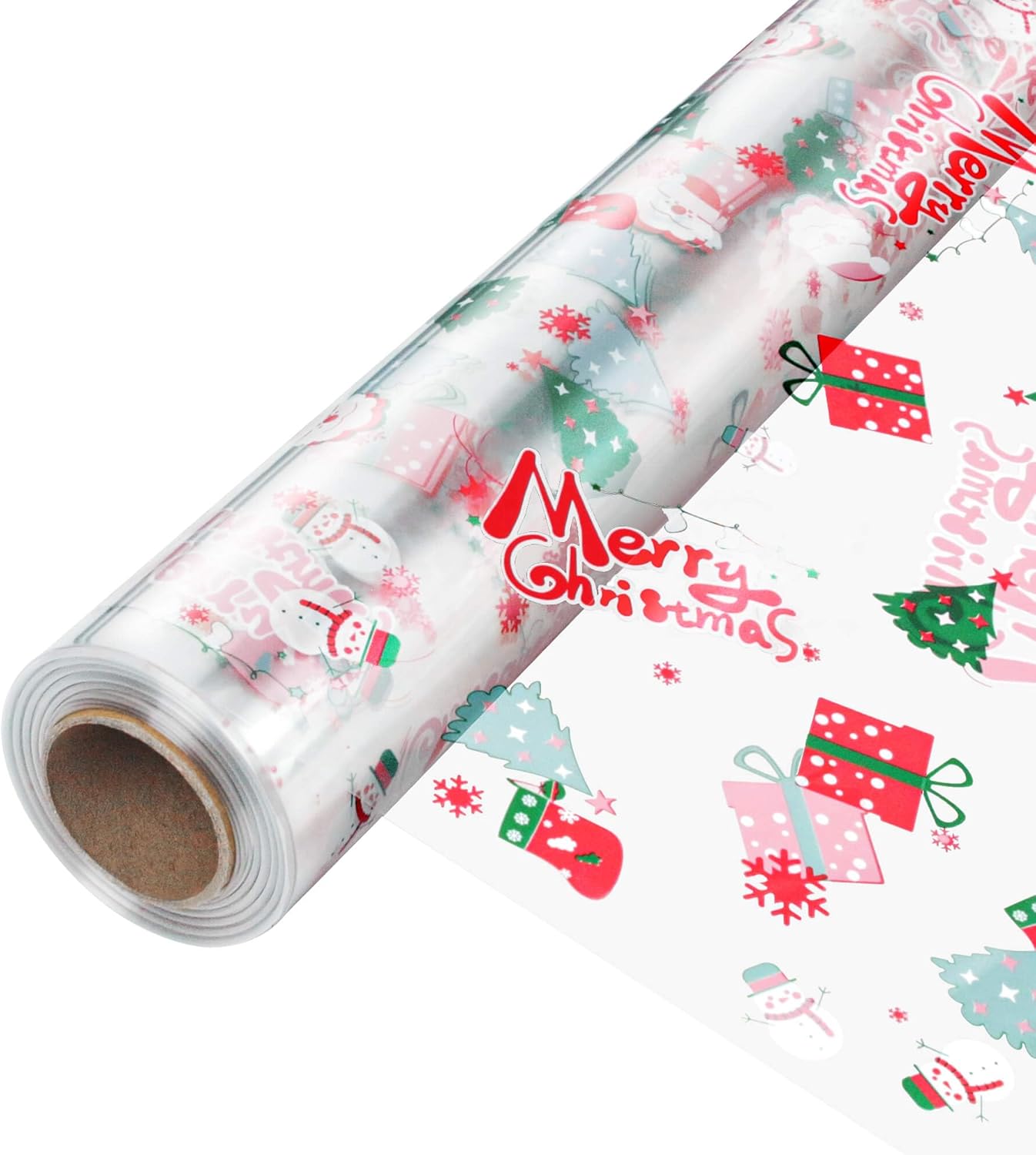 100' Long x 17.5' Wide Crystal Clear Cellophane Roll - 3 Mil Thicker Merry Christmas Cellophane for Gift Baskets, Flower Arts, Crafts, Food Treats Wrapping