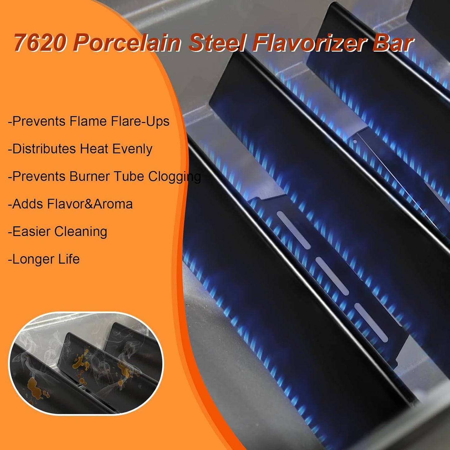 Grill Parts Replacement for Weber Genesis 300 Series E310, E320,E330,S310, S320, S330, EP310, EP320, EP330 with Front-Mounted Control,7620 Flavor Bar 7524 Grill Grates 7622 Heat Deflector