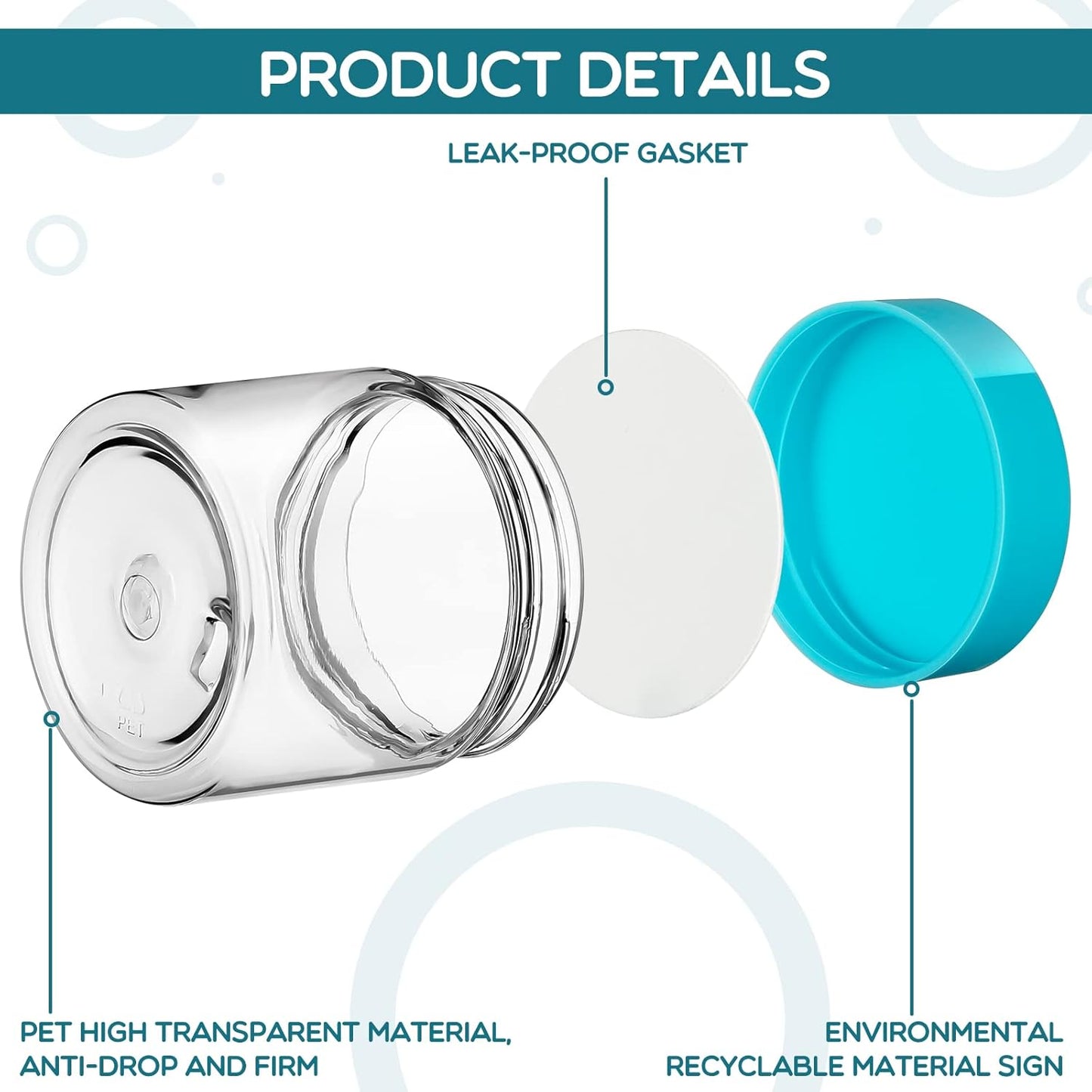 SATINIOR 6 Pack 2 oz Plastic Jars Containers with Lids Wide-mouth Refillable Leakproof Reusable Round Empty Jars for Travel Cosmetic Dry Food Spice Candy Cookie Home Kitchen Organizing(Blue)