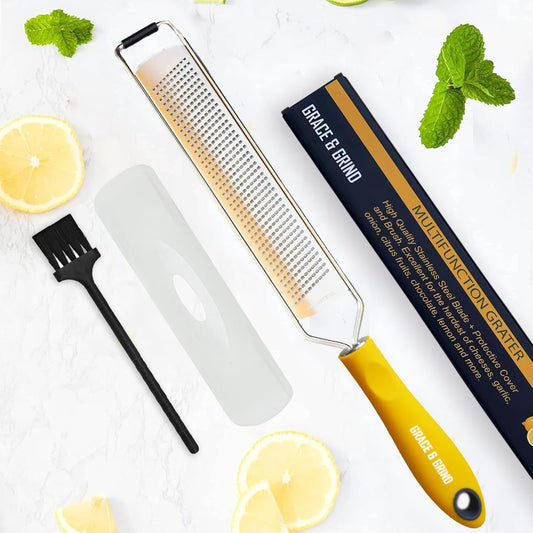 DESIGNED BY CHEFS ~ Premium Lemon Zester Grater With Perfectly Angled Teeth ~ Ideal for Citrus, Parmesan Cheese, Garlic, Vegetables and Fruits