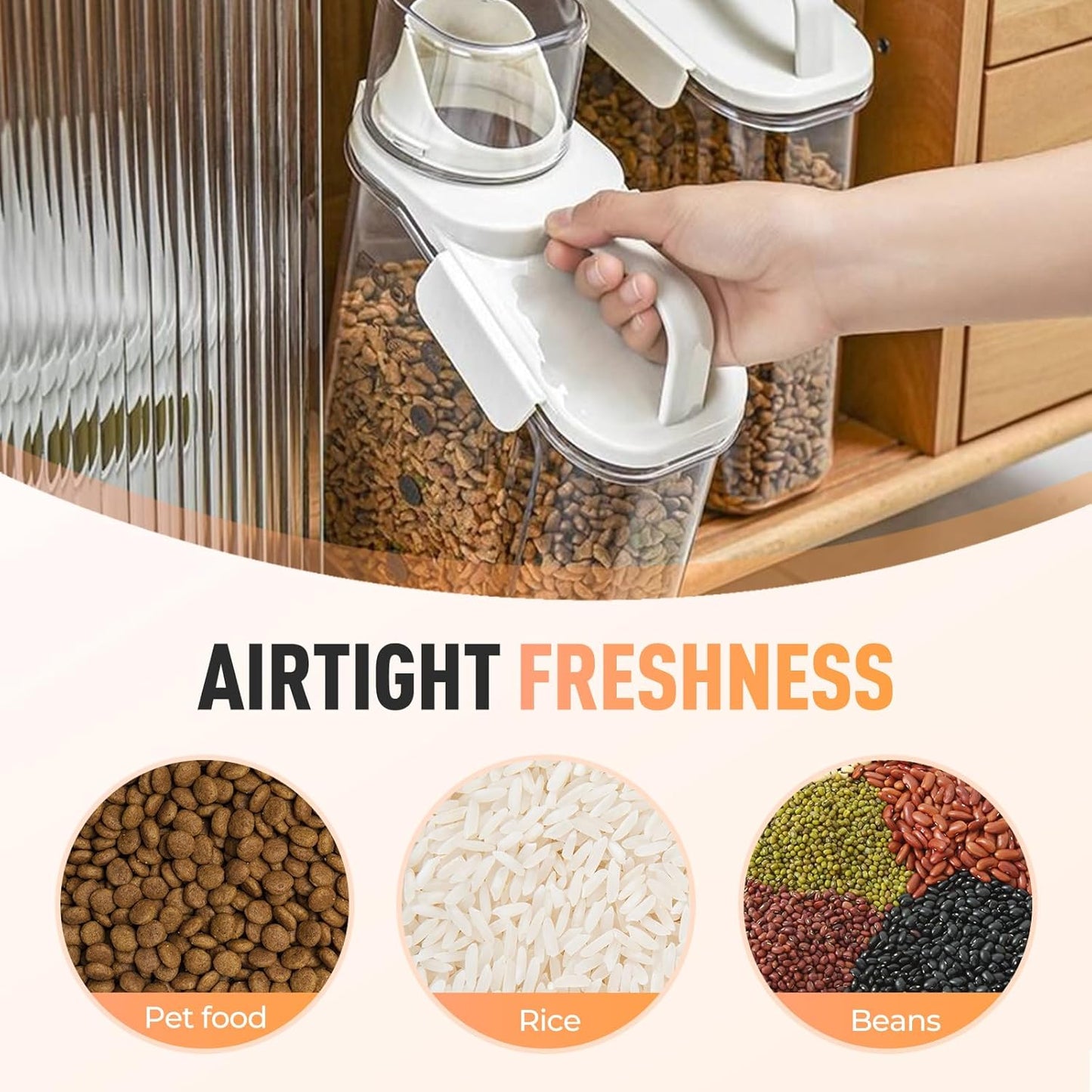 Clear Airtight Food Storage Containers, Transparent Cereal Dry Food Storage with Pouring Spout, for Flour, Sugar and Cereal (68oz white)