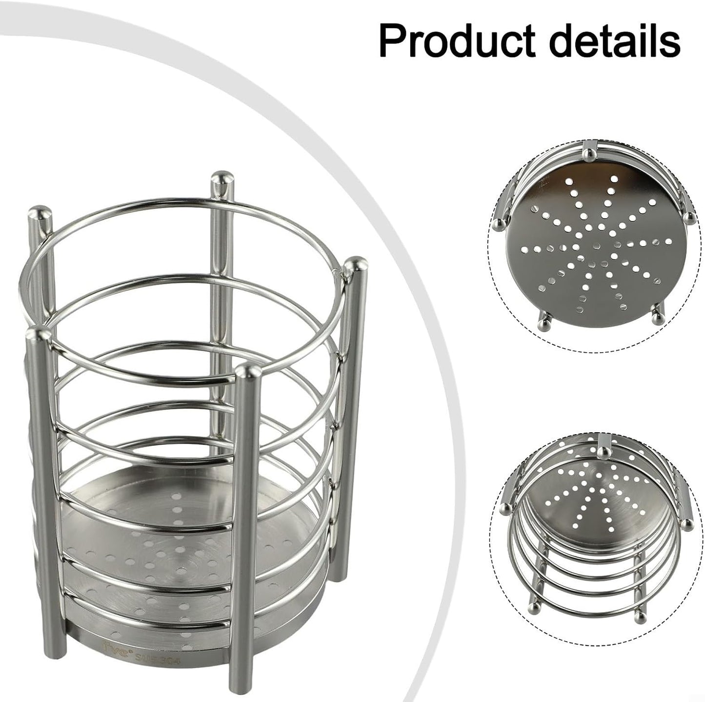 Utensil Holder, Stainless Steel Utensil Drying Rack, Dish Drainer for Kitchen Counter, Cutlery Flatware Holder Forks, Knives, Spoons, Chopsticks Organizer