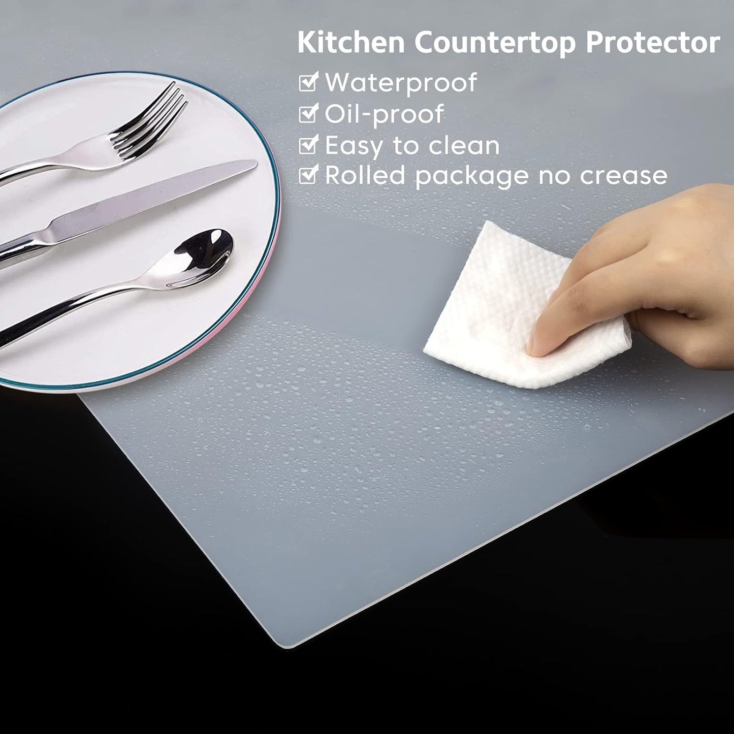 Silicone Mats for Kitchen Counter Thicker Extra Large Heat Resistant Mats Countertop Protector Liners for Bottom of Oven Air Fryer Coffee Maker, 24" x 16" x 2 mm, Translucent