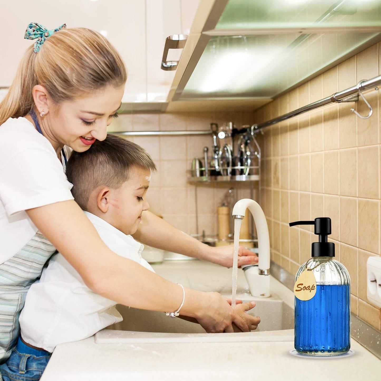 Soap Dispenser with Silicone Pad – Premium Quality – Dish soap Dispenser, Hand Soap Dispenser – Rust Proof Stainless Steel Pump – Ideal for Kitchen Dish soap, Bathroom soap