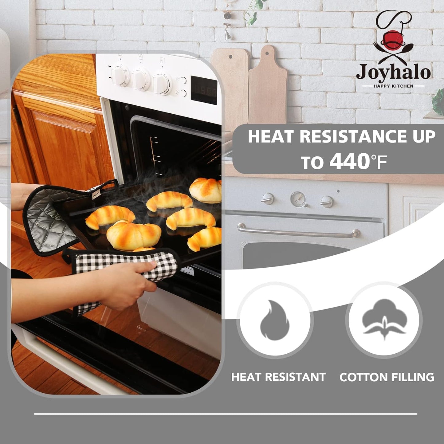 Joyhalo 4 Pack Pot Holders for Kitchen,Cotton Oven Holder with Great Heat Resistance,Non Slip Hot Pads for Kitchen Clearance,Black Buffalo Plaid