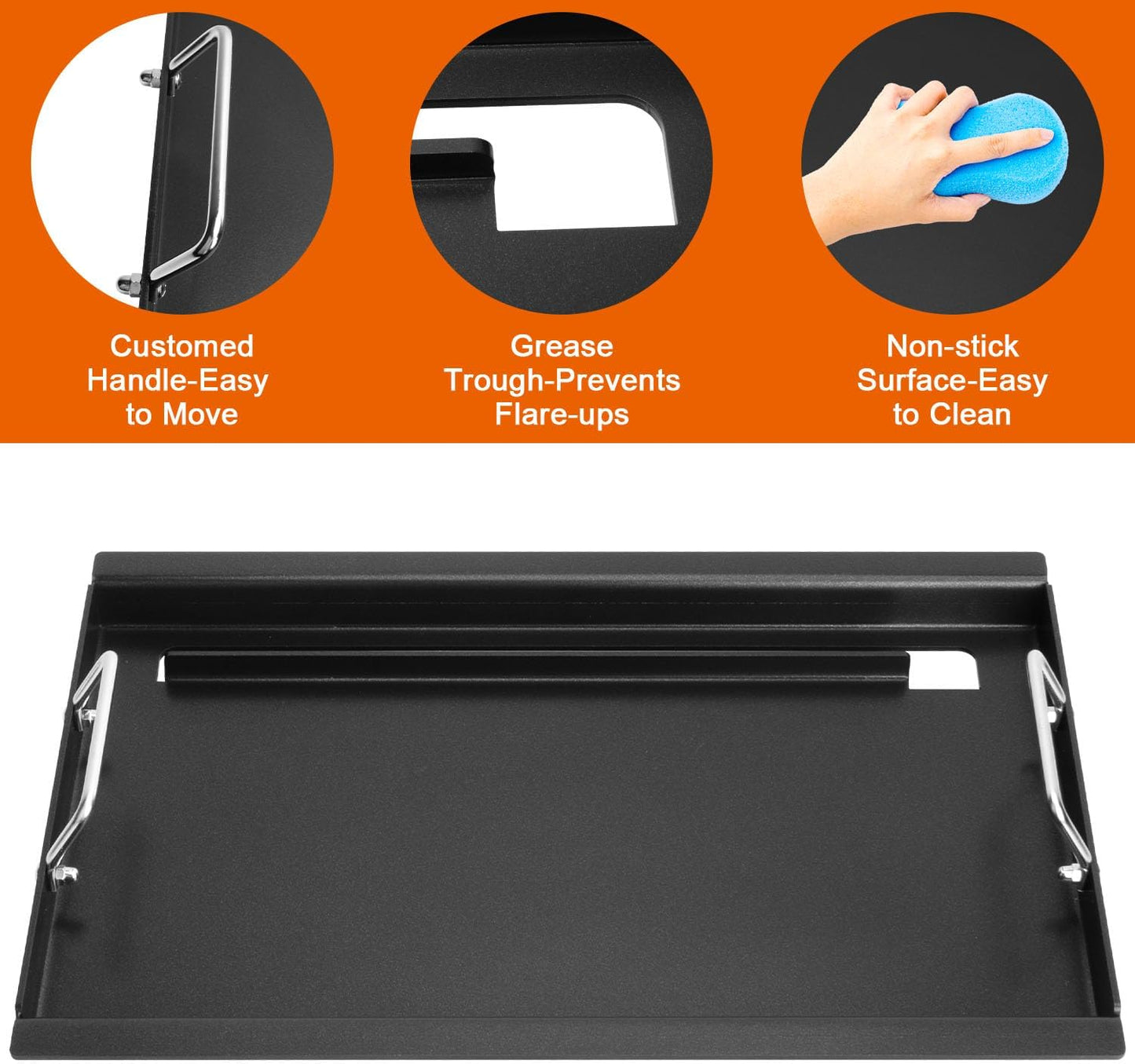 Full-Size Griddle Inserts for Weber Old Spirit 200 Series E/S 200 & 210 Side Control Panel, Flat Top Griddle for Weber Spirit 500 Genesis Silver A, Replace for 7521 7522 7523 65904 65905