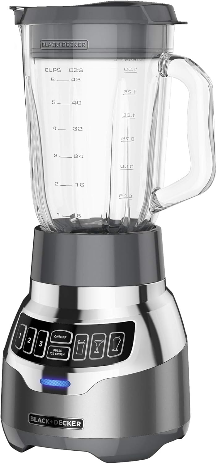 BLACK+DECKER PowerCrush Digital Blender with Quiet Technology, Stainless Steel, BL1300DG-P