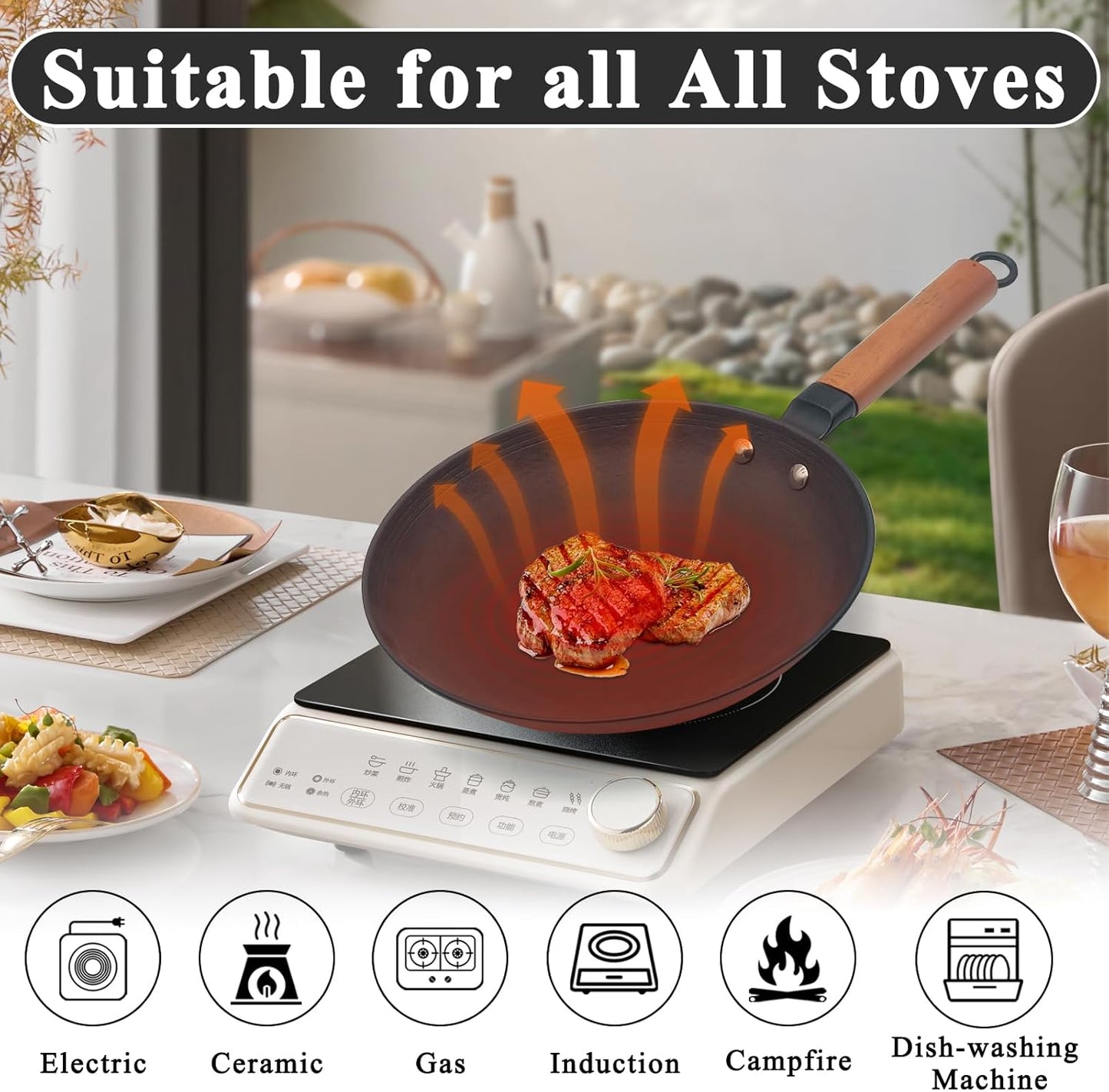 10 inch Omelette Pan, Uncoated ICH Clay Mold Cast Iron Egg Frying Pan with Wood Handle, Preseasoned Lightweight Healthy Small Skillet for All Stoves