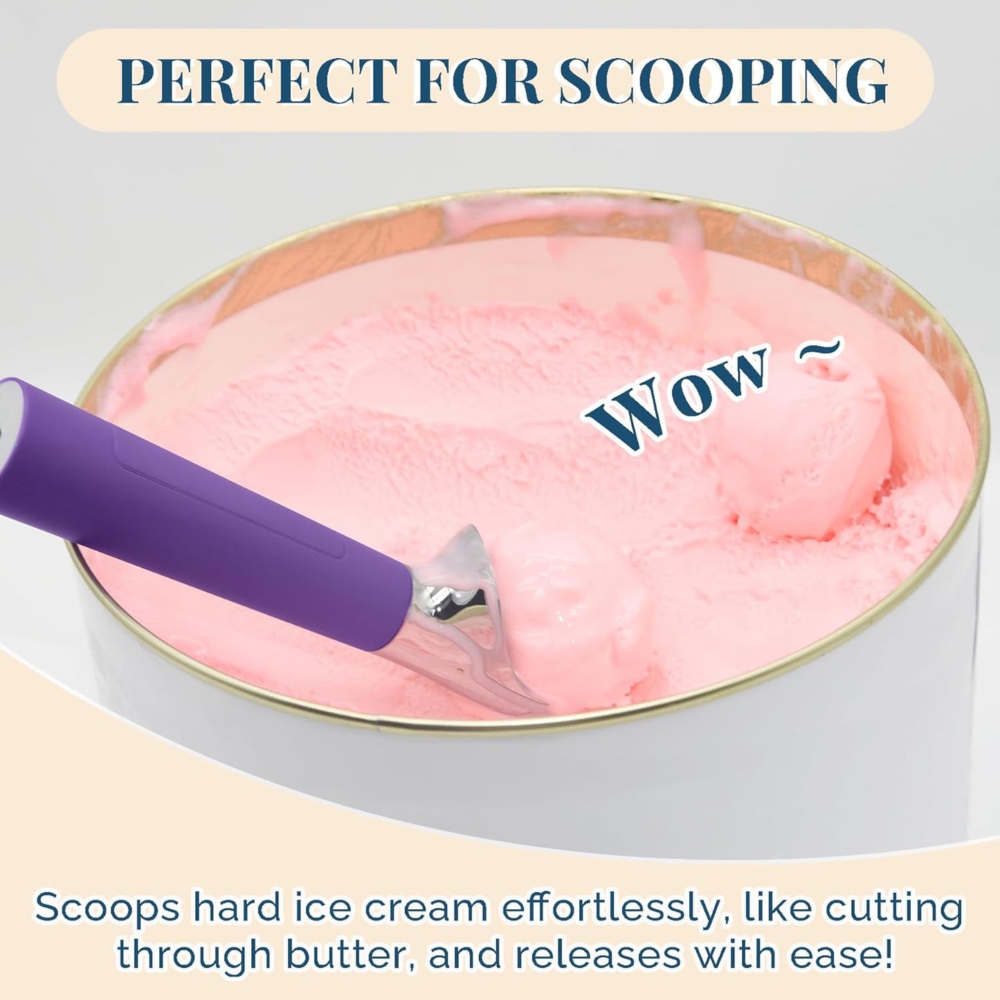 Heated Ice Cream Scoop Rechargeable, Electric Warming Ice Cream Scooper with LED Display, Heats to 158°F for Hard Ice Cream, Easy for Seniors & Kids, IP67 Waterproof (Royal Purple, 2oz)