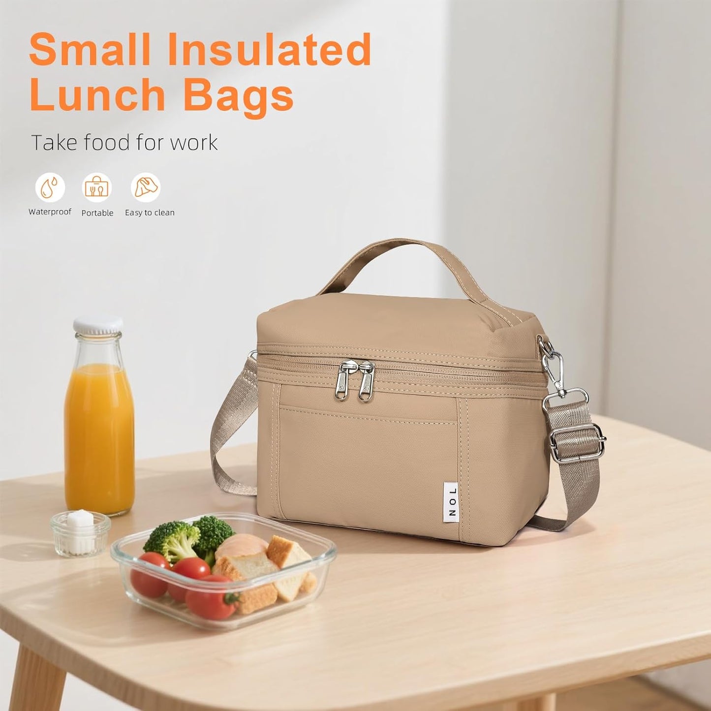 NOL Natural Organic Lifestyle Insulated Lunch Bags for Women Cooler Bag Lightweight Nylon Waterproof Lunch Box For Work