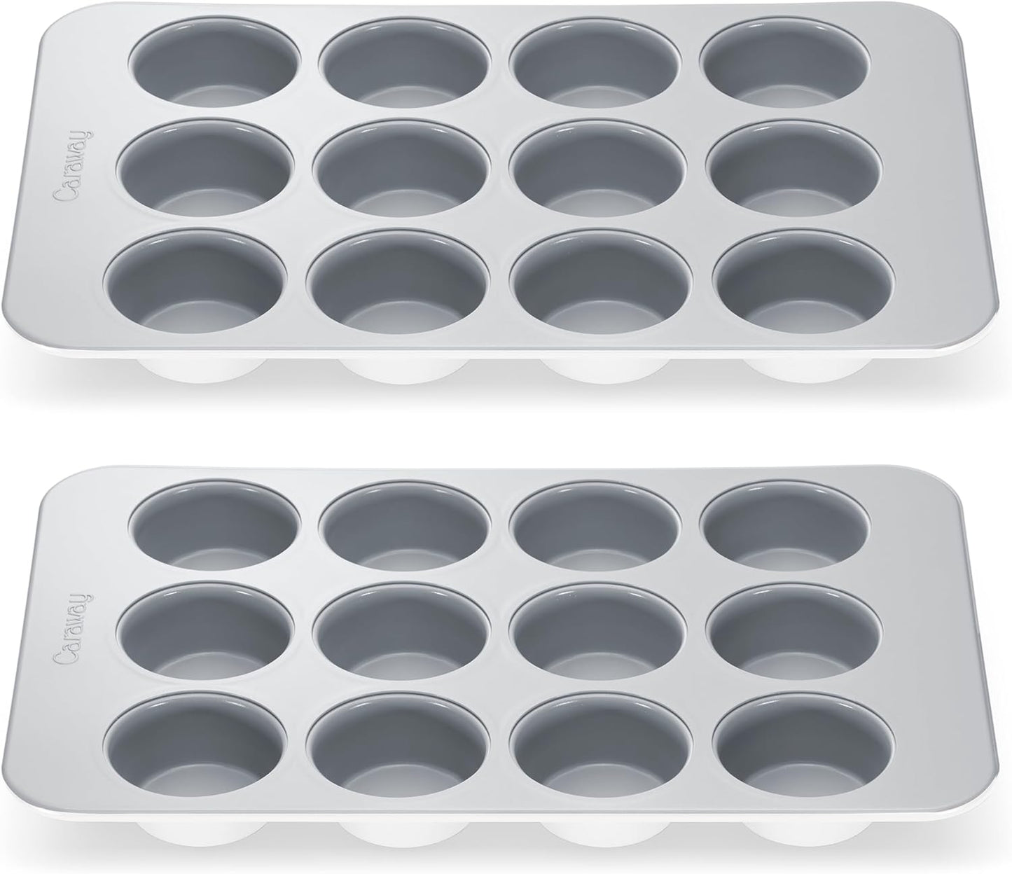 Caraway Non-Stick Ceramic 12-Cup Muffin Pan Duo - Naturally Slick Ceramic Coating - Non-Toxic, PTFE & PFOA Free - Perfect for Cupcakes, Muffins, and More - White