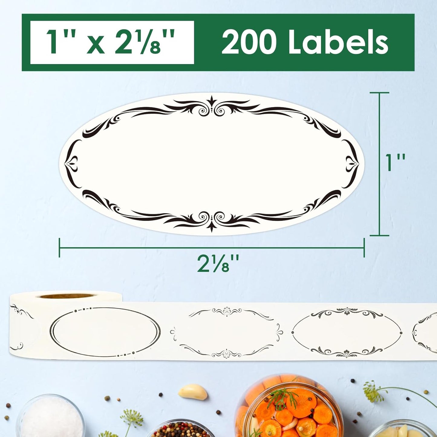 200 Dissolvable Canning Labels for Mason Jars, 1 x 2⅛ inch Food Labels, Tiny Canning Jar Stickers Removable with Water