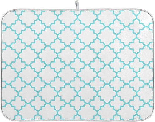 Senya Super Absorbent Dish Drying Mat, Microfiber Fast-Drying Dish Mat, 16/ x 18/, Kitchen Dish Drying Pad, Traditional Quatrefoil Lattice Pattern