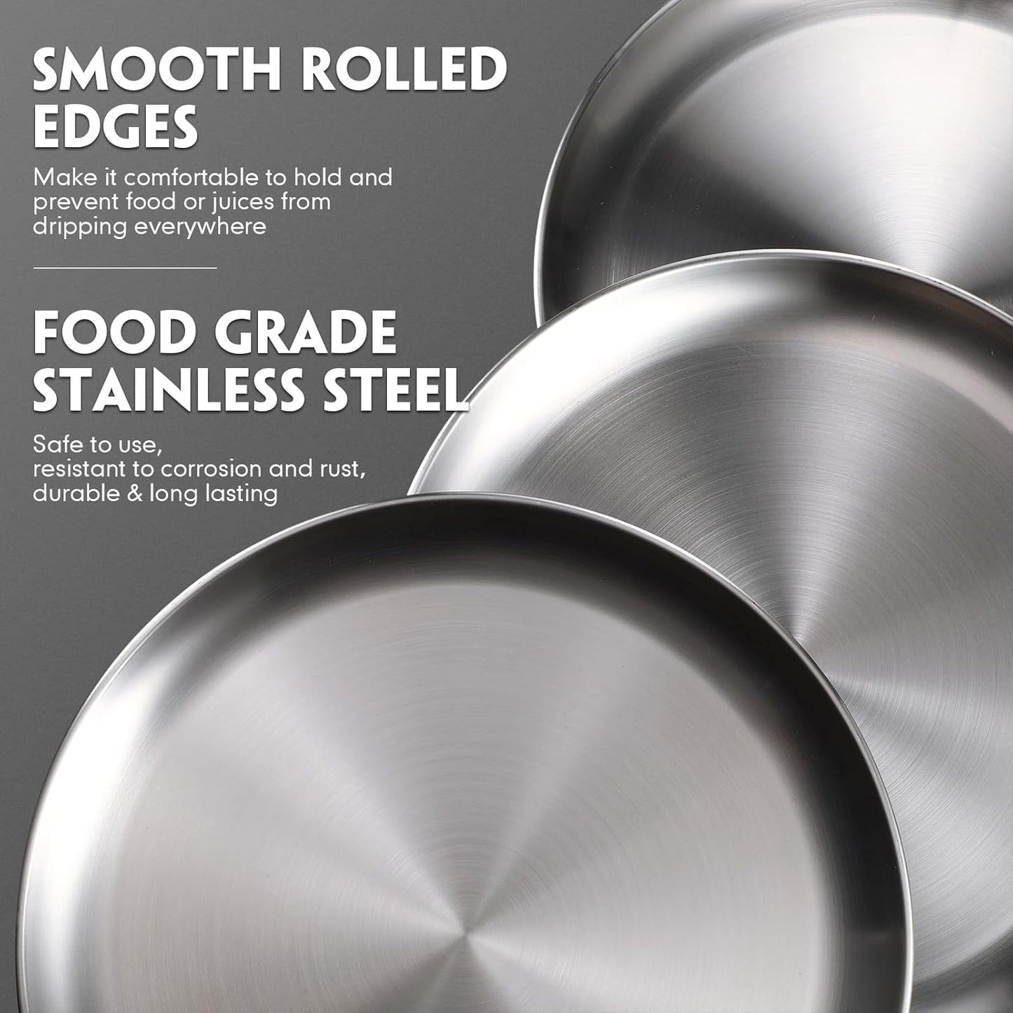 Thenshop 8 Pieces 9 Inch Pizza Pans Bulk Stainless Steel Sets Round Bakeware Pizza Trays for Oven Kitchen Baking Home Restaurant Safe Sturdy Reusable Easy Clean(Silver)