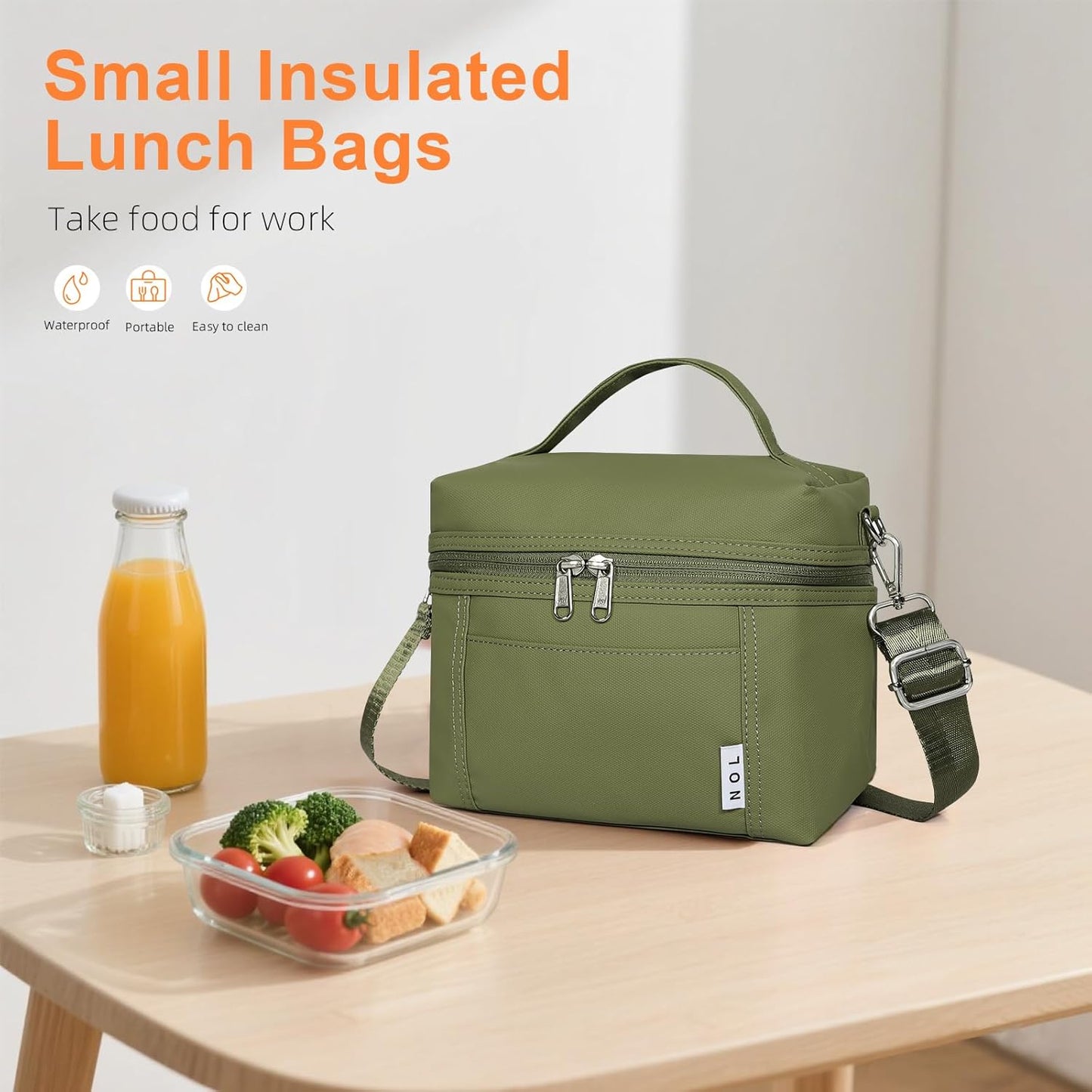 NOL Natural Organic Lifestyle Insulated Lunch Bags for Women Cooler Bag Lightweight Nylon Waterproof Lunch Box For Work