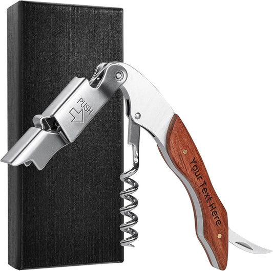 Wine Opener, Wine key, Corkscrew, Personalized Custom Wine Bottle Opener w/Foil Cutter and Cap Remover for Servers, Bartenders, Waiters, Sommelier, Wine lover - Classic Rosewood