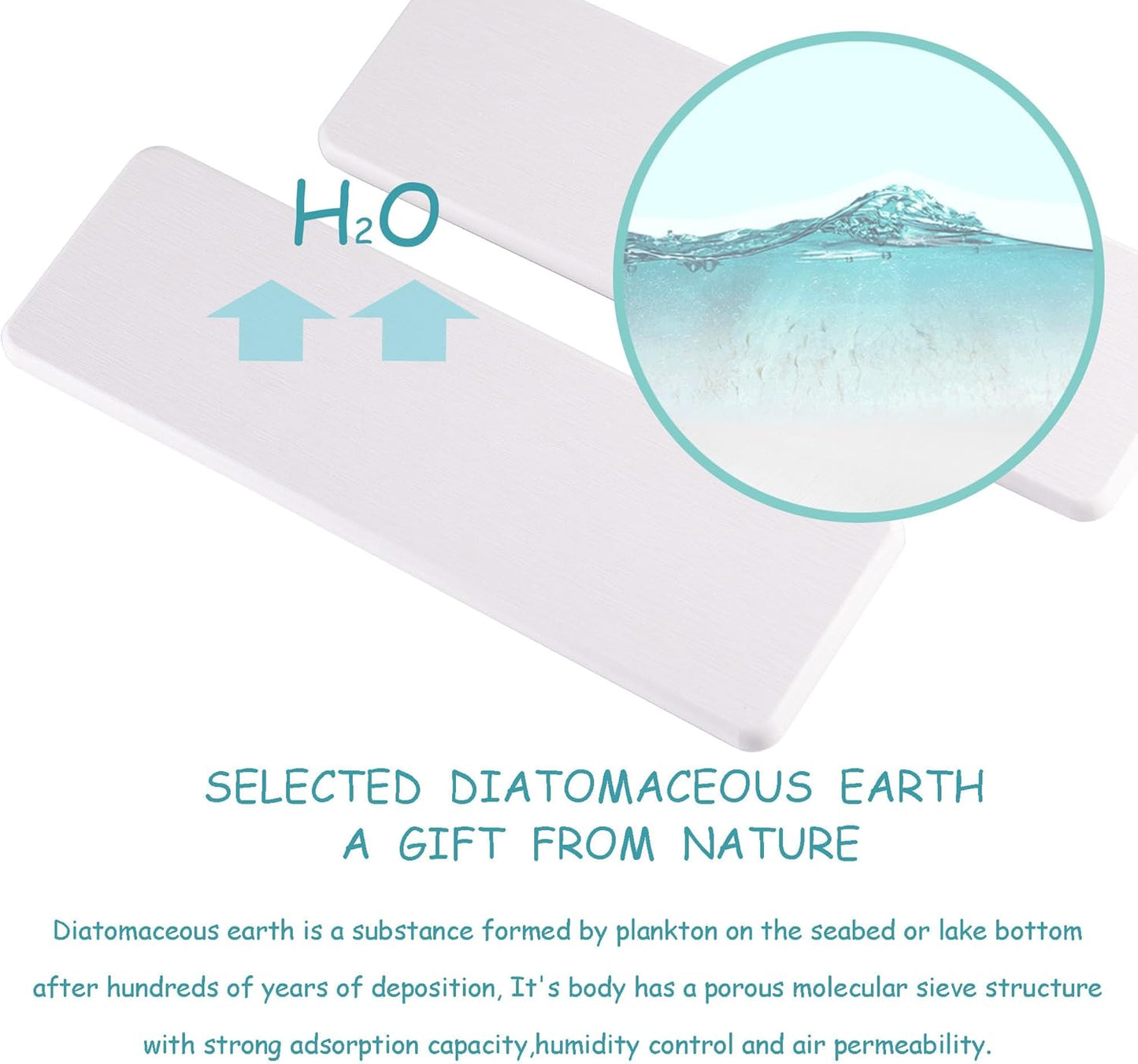 2 Pcs Water Absorbing Stone Trays, Kitchen/Bathroom Sink Soap Dish, Diatomite Tray Used for Hand Soap & Cosmetic Bottles in The Modern Home, 3.2" W x 10.2" L, White