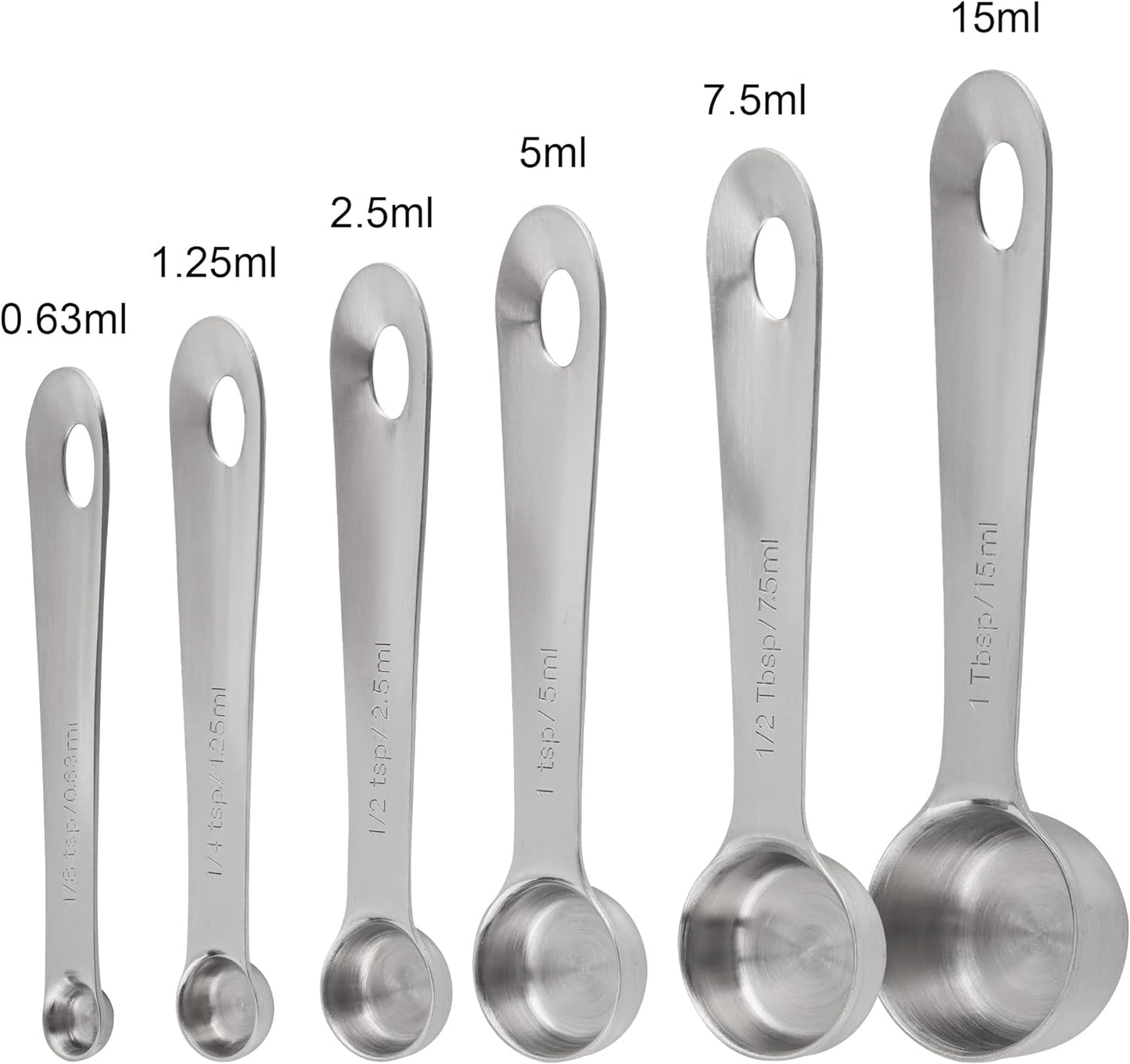Measuring Spoons Set, 18/8 Stainless Steel Measuring Spoons Set 6, Metal Measuring Spoons for Baking, Both Imperial & Metric Measuring Spoons for Liquid & Dry, Nesting Kitchen Measuring Tools