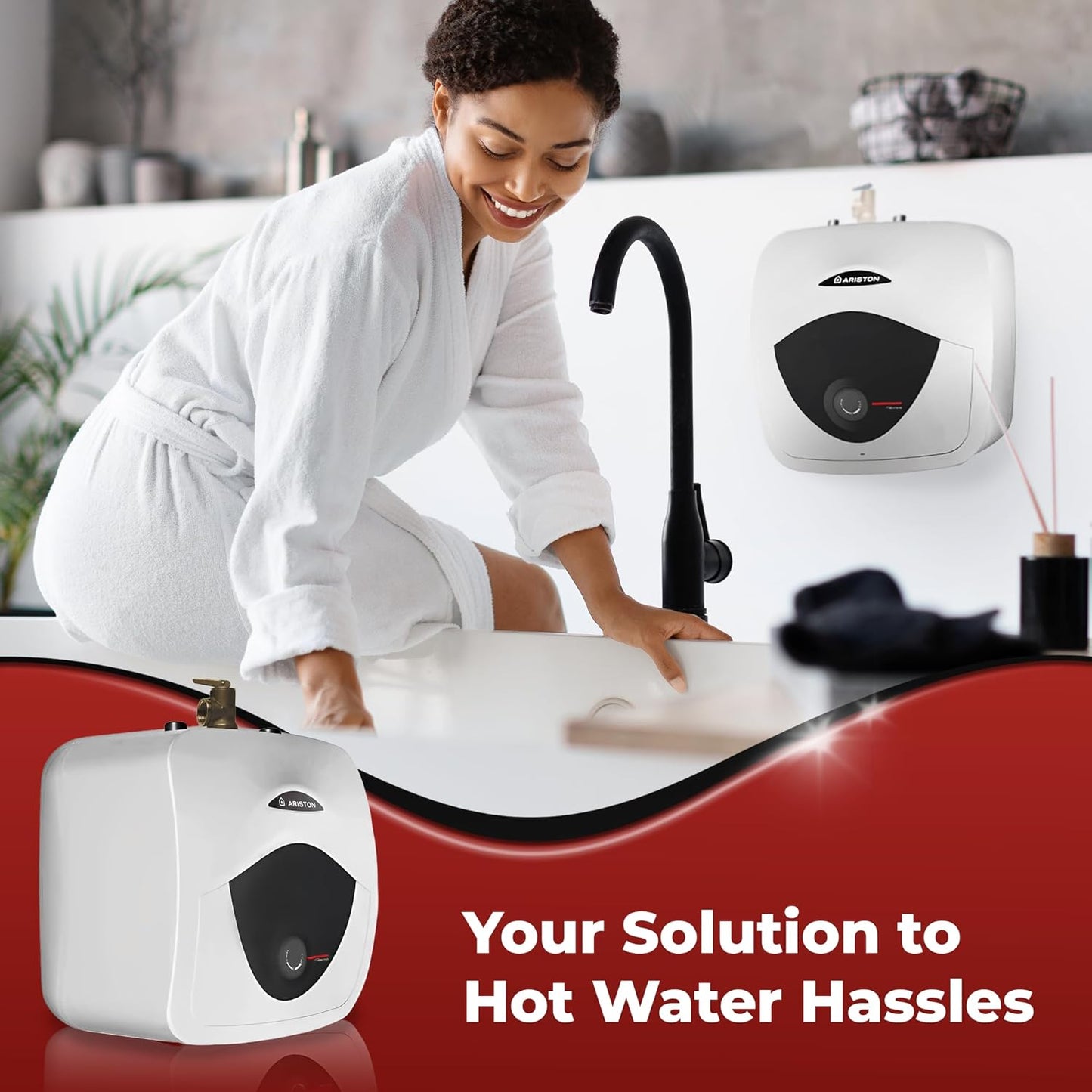 2.5 Gallon Capacity, 120-Volt – Ariston Andris Mini Tank Electric Water Heater – Heating Solution for Under Sink, RV, and Compact Spaces, Smart Boost for Versatile Heating, Simple Installation