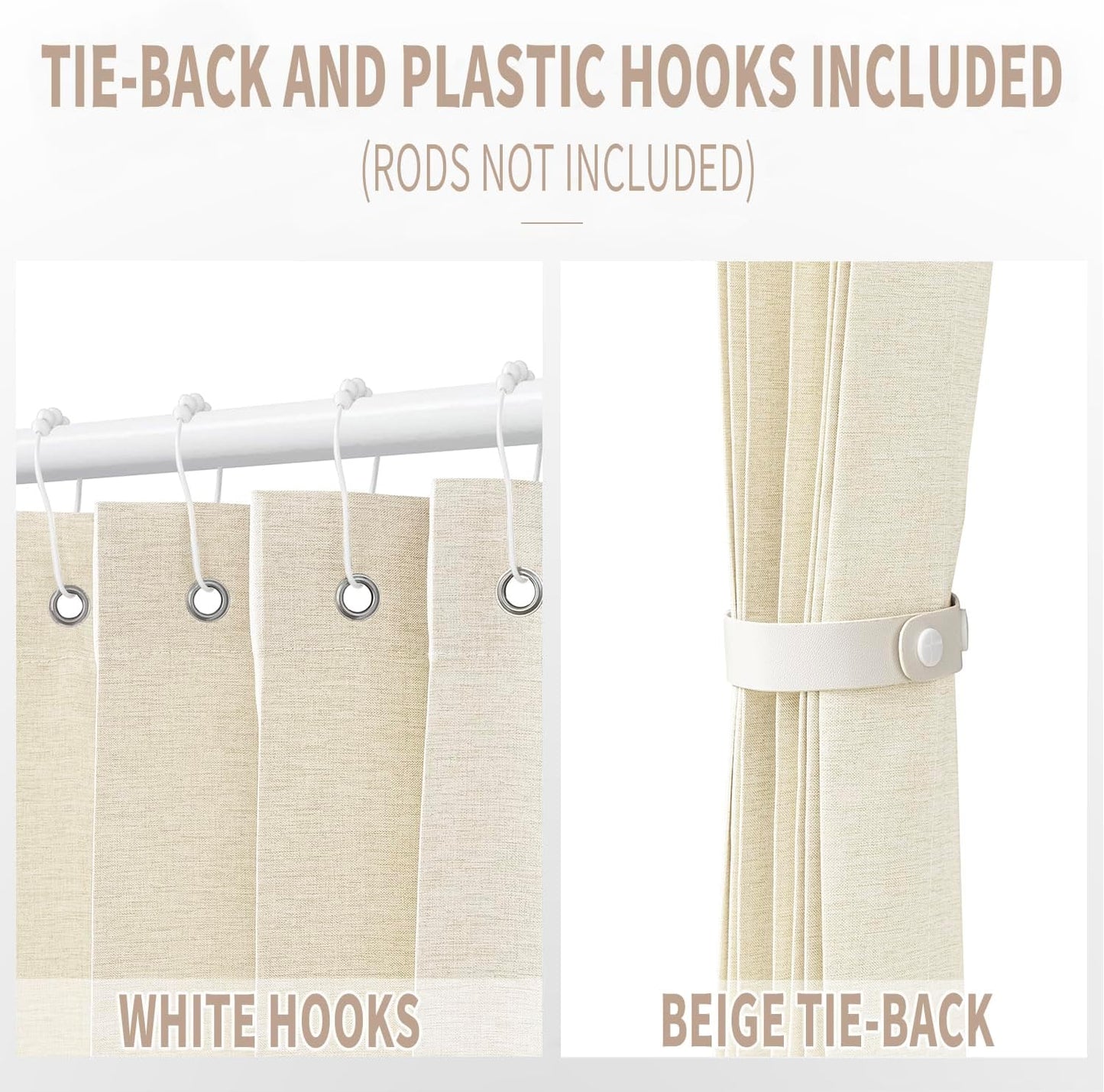 Vatge Closet Curtain for Open Closet, Folding Accordion Door Curtains for Closets Without Door, Privacy Curtain for Doorway, 1 Panel with Tieback, W39 x L78, Butter Cream