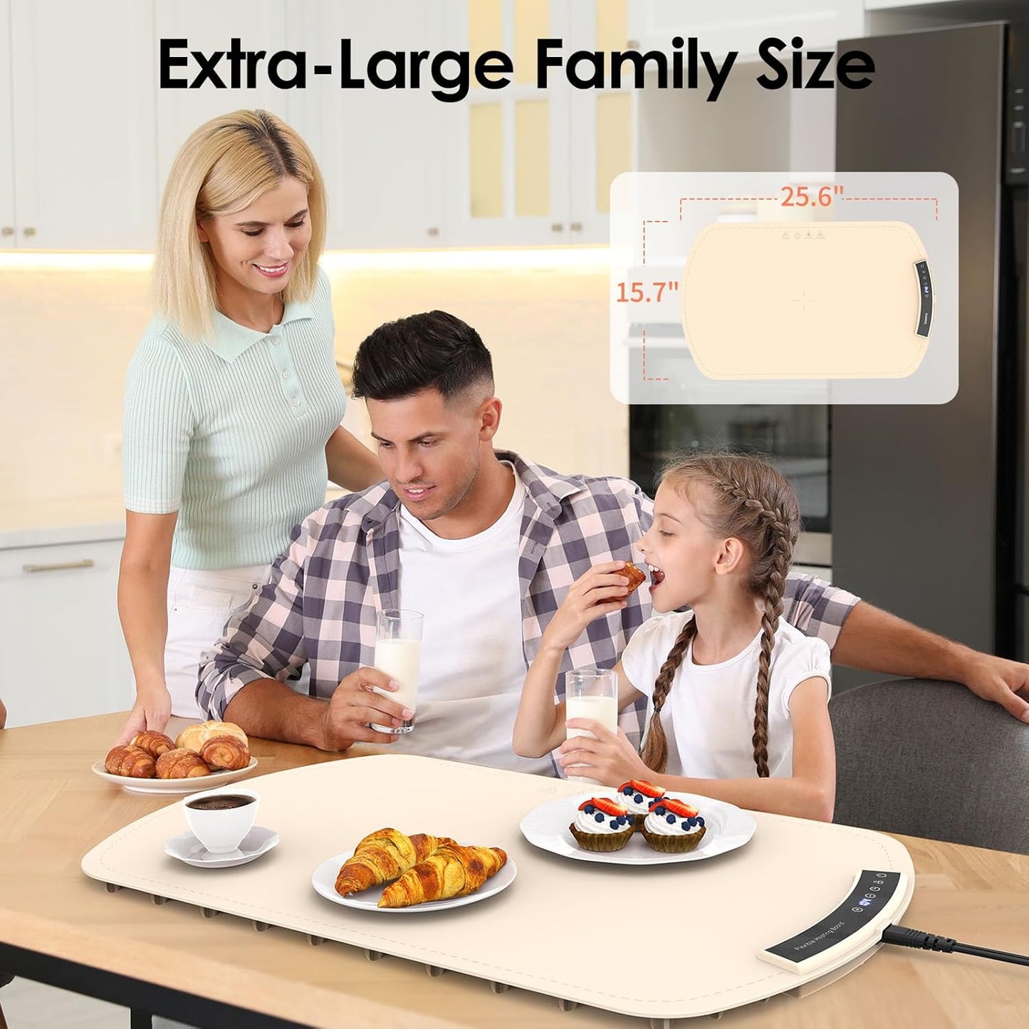 Food Warming Mat, Electric Warming Tray for Buffets & Parties, Silicone Heating Mat for Food with 9 Temperature Settings, Roll-Up Storage, 25.8"x15.6"