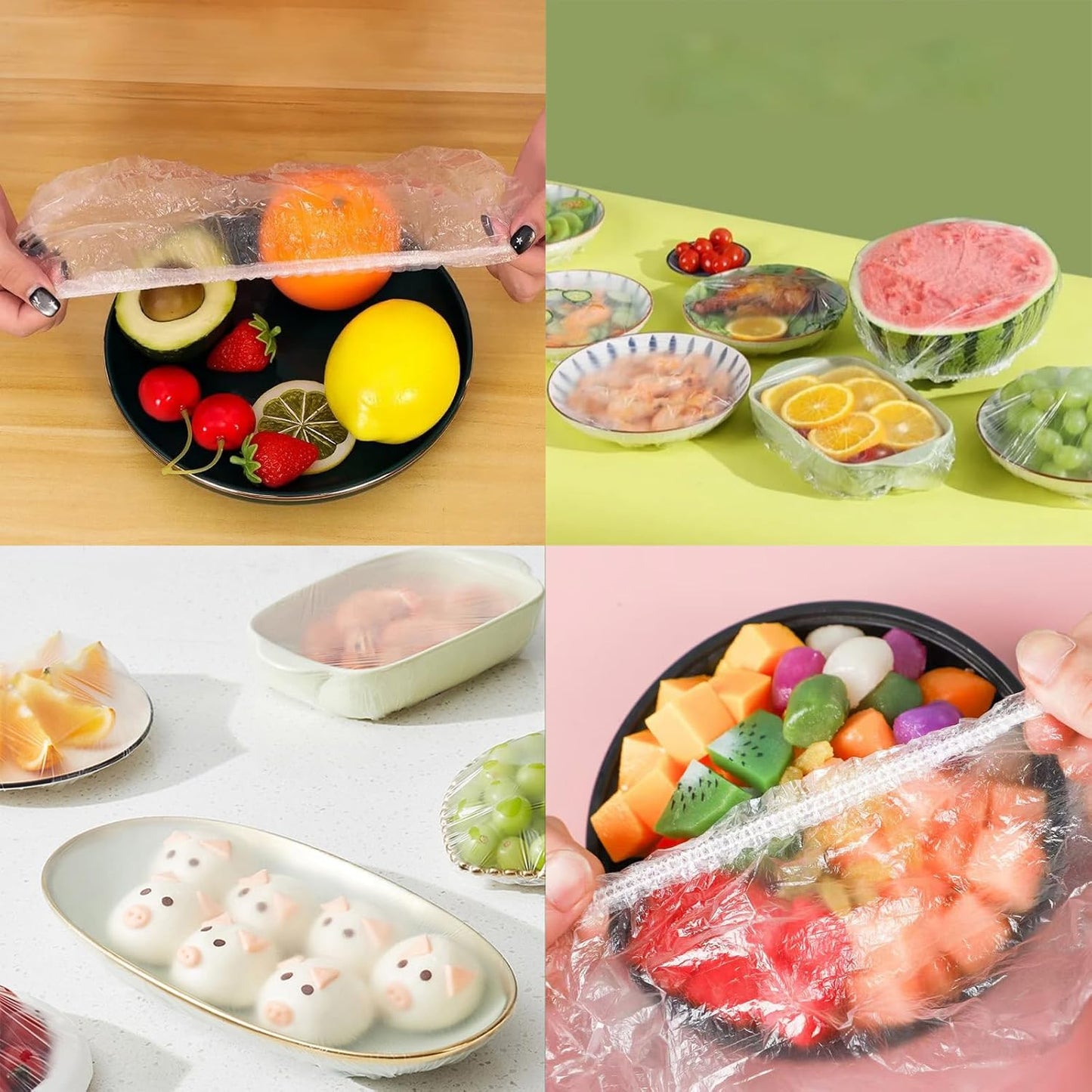 300PCS Elastic Food Covers Fresh Keeping Bags Disposable Stretchable Bowl Covers Universal Kitchen Wrap Seal Bags for Food Storage Bread Proofing and Outdoor Picnics, Adjustable Household Plastic Wrap