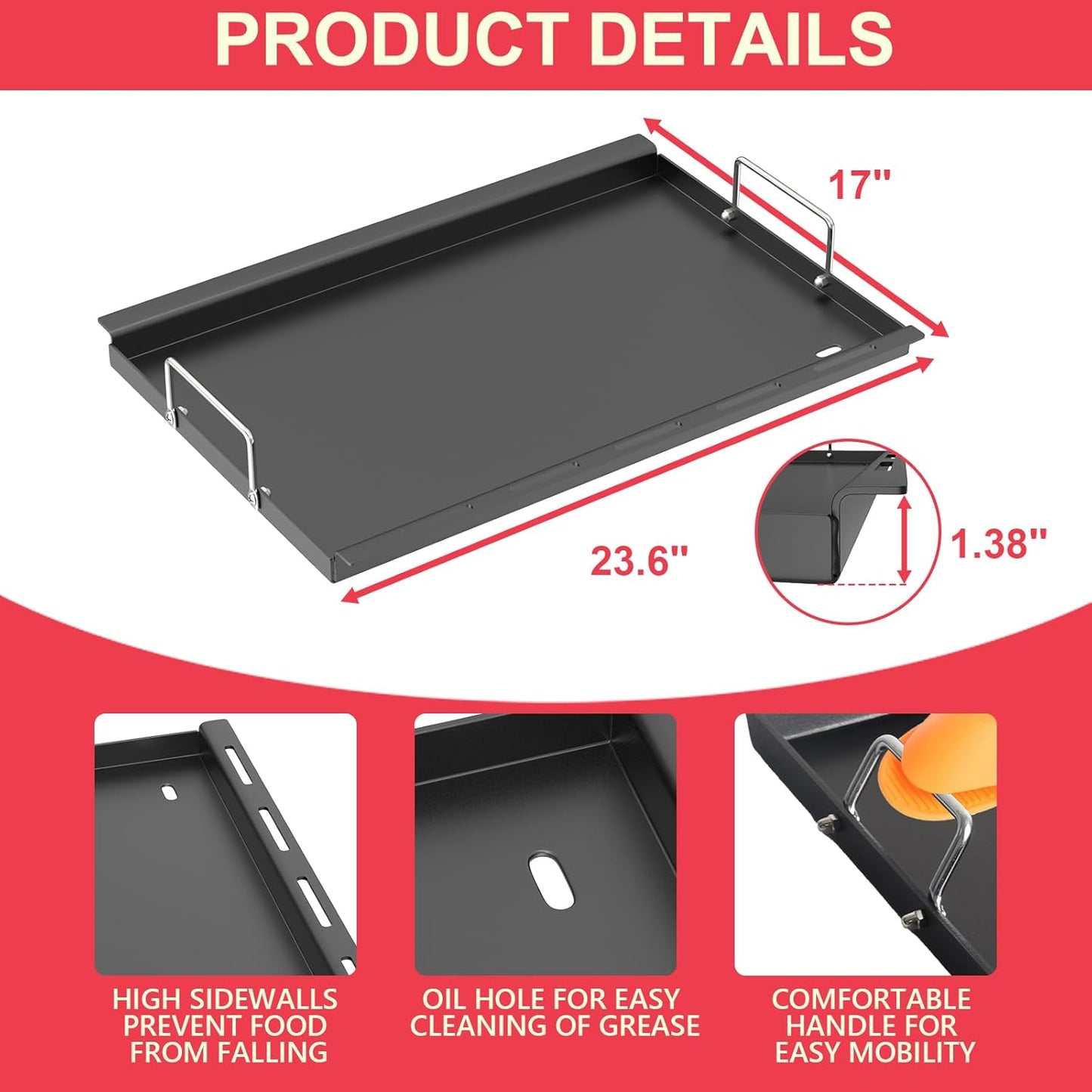 Full Size Grill Griddle Inserts for Charbroil Performance 4-Burner 463365021 463351021 463365522 & TRU-Infrared 450 3-Burner Flat Top Griddle, Replacement Parts for Charbroil G325-0002-W1 G426-0004-W1