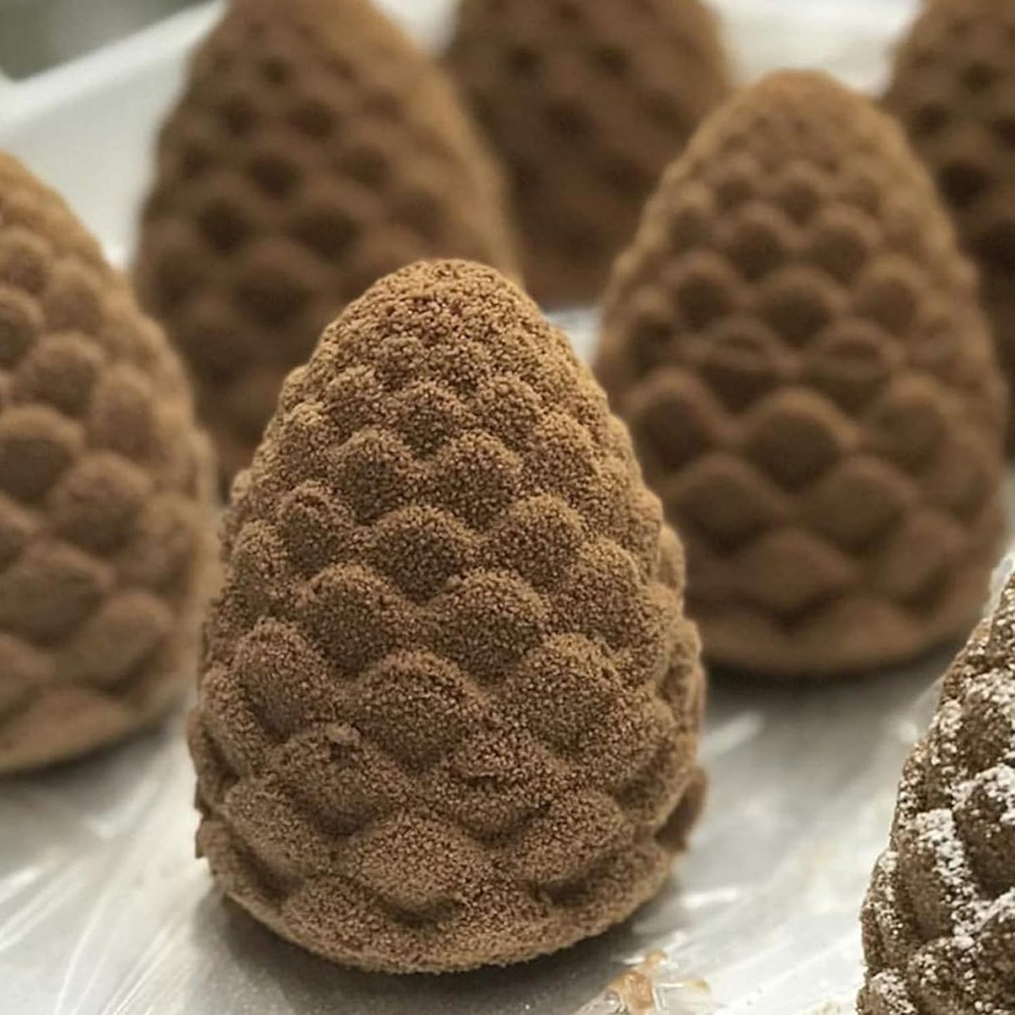 OCPO KITCHEN 3D Pinecone Silicone Mold for Baking Mousse Cake, French Dessert, Soap, Candles, Christmas Cake Decorating Mold, Pinecone Shape (8-Cavity)