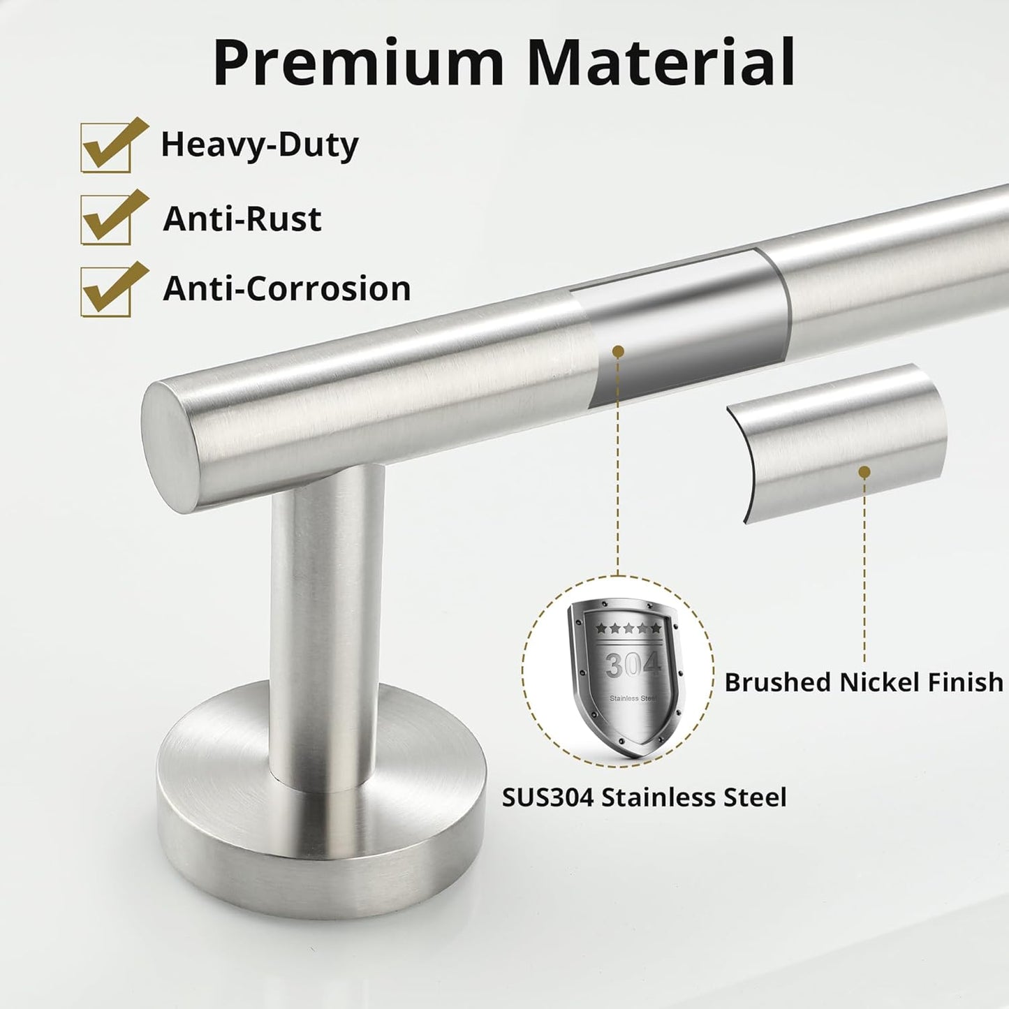 SAYAYO Towel Racks for Bathroom Brushed Nickel, 24 Inch Towel Bar Towel Rod Towel Holder Wall Mount SUS304 Stainless Steel (26 Inch Total Length)