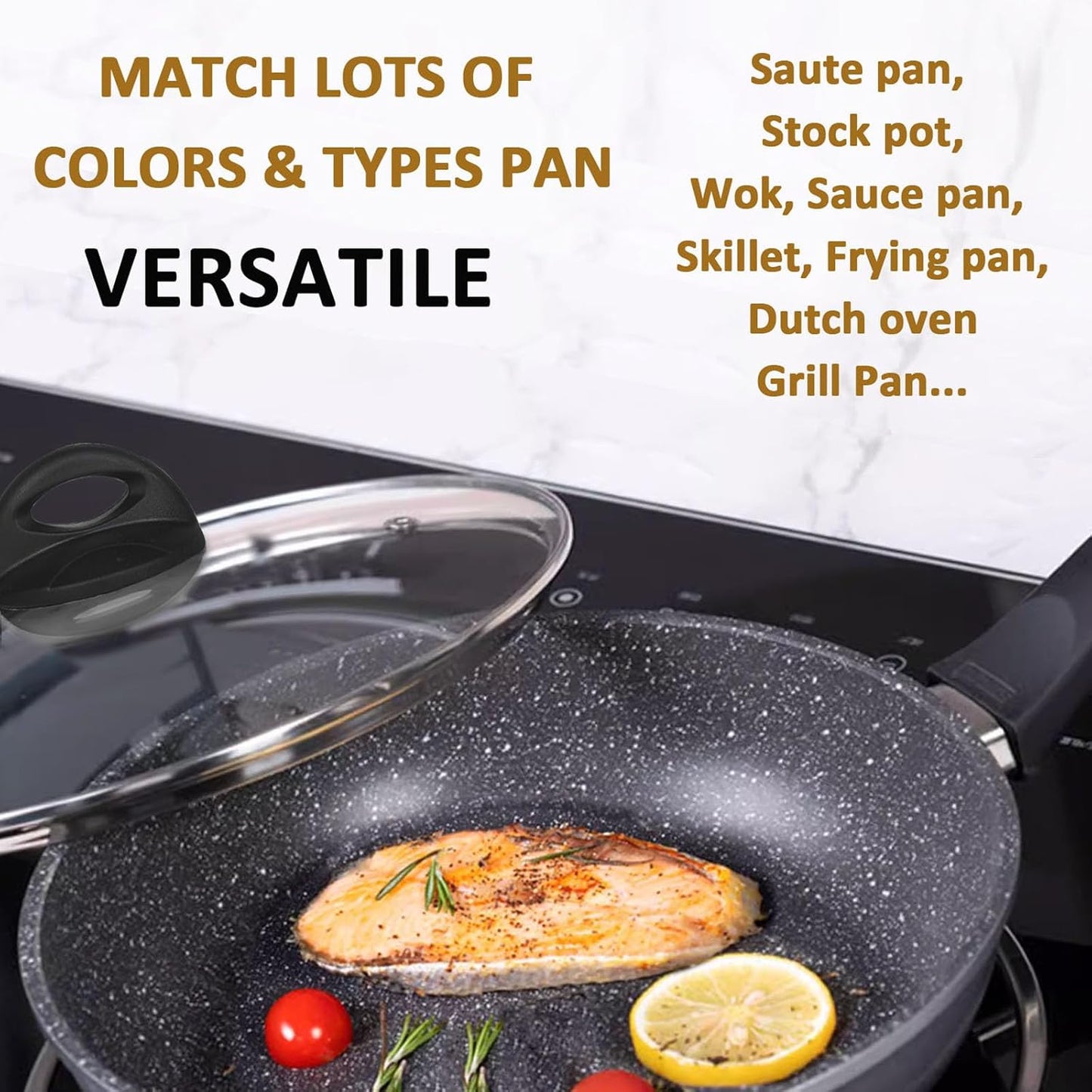 Glass Lids for Pot and Pan, 8, 9.5, 10.25, 11, 12, 12.6, 13.5, 14 Inch Tempered Replacement for Covers Kitchen Cookware, Frying Pan, Wok, Skillet (11 Inch)