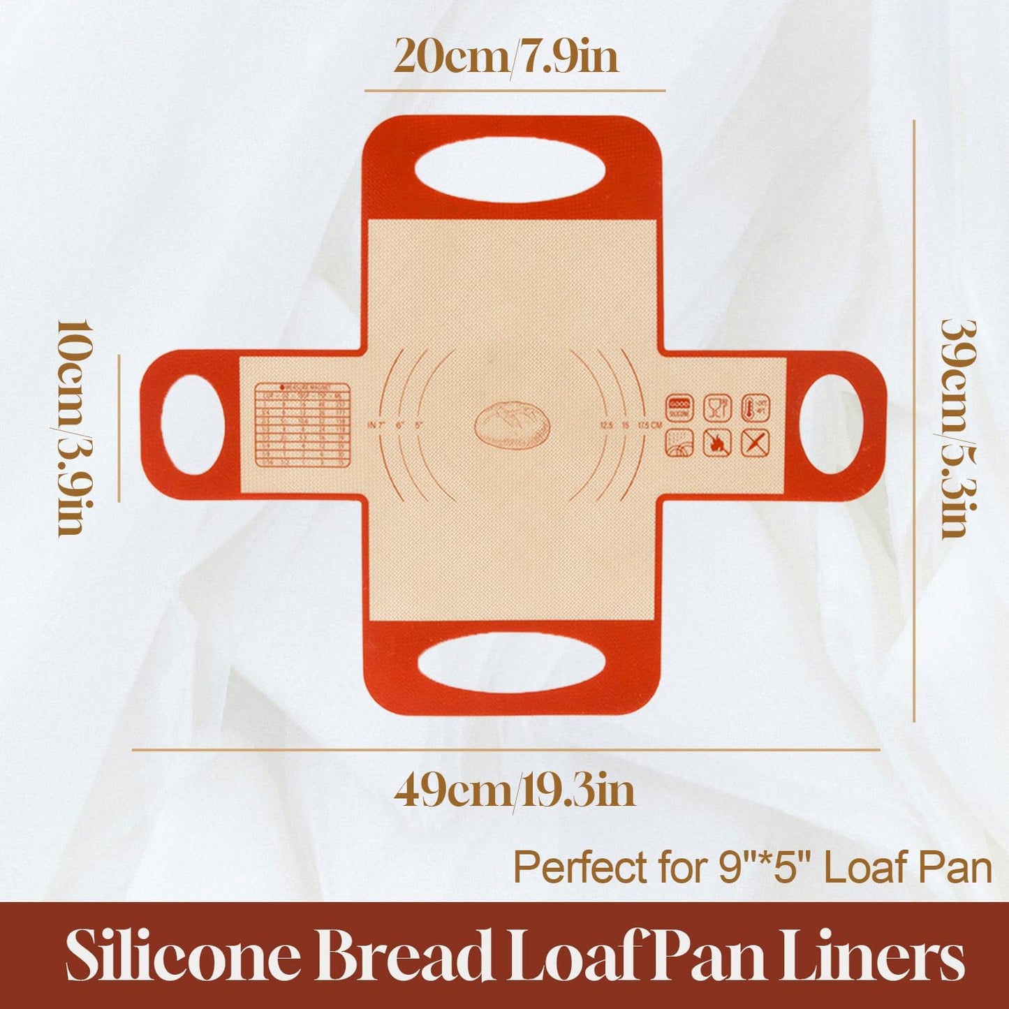 Silicone Bread Loaf Pan Liners, 2 PCS Non-Stick & Easy Clean Reusable Silicone Bread Sling with 4 Handles, Loaf Pan Lifter Liner, for 9.5 x 5 inch Loaf Pan