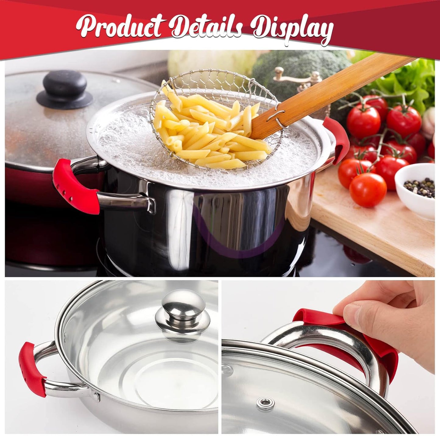 Cast Iron Handle Cover, 10 Packs Silicone Pot Holders, Cast Iron Handle Covers Heat Resistant, Non-Slip Pot Handle Covers, for Frying Cast Iron Skillet Metal Pan